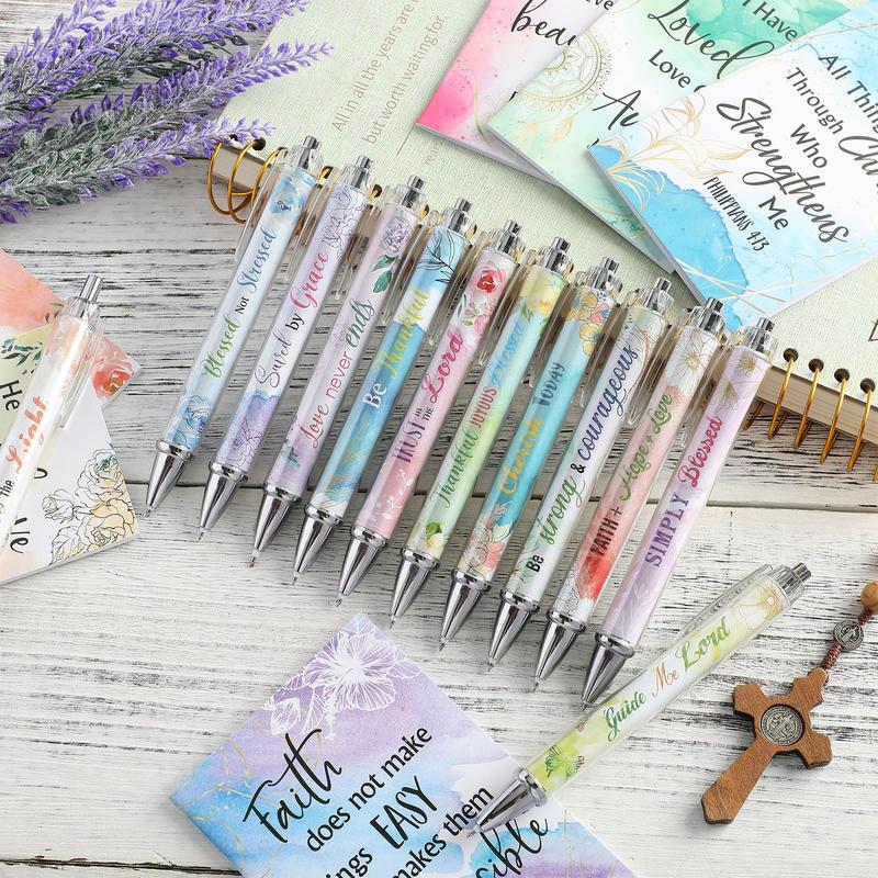 24Pcs Christian Gifts with 12 Motivational Quote Pens and 12 Bible Journal Christian Writing Pens Inspirational Ballpoint Pens Religious Notebooks with Bible Verse Bible Supplies, Gifts for Women  Student Teacher, First Holy Communion Gift, Mother 24Pcs Christian Gifts with 12 Motivational Quote Pens and 12 Bible Journal Christian Writing Pens Inspirational Ballpoint Pens Religious Notebooks with Bible Verse Bible Supplies, Gifts for Women  Student Teacher, First Holy Communion Gift, Mother