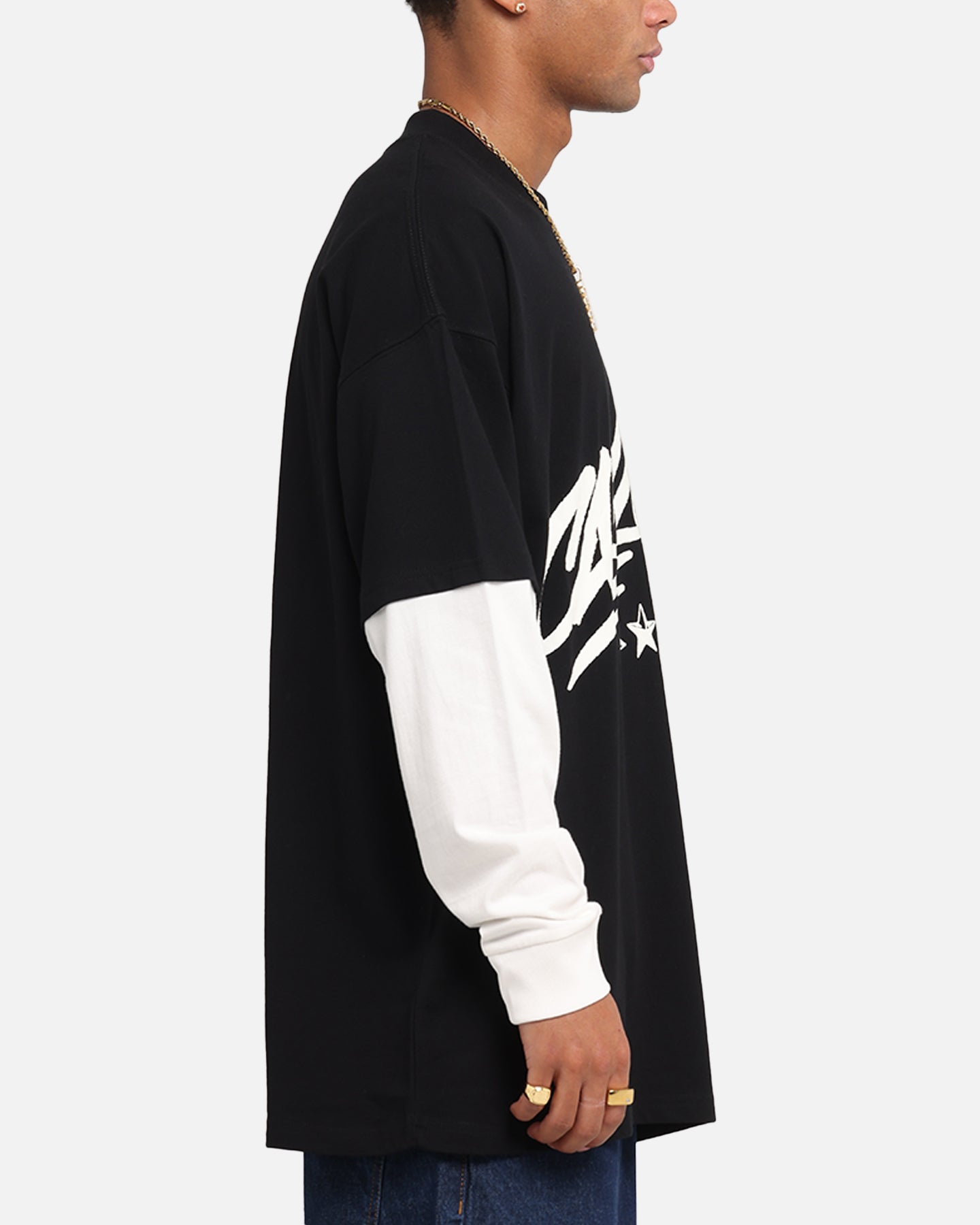 Carre Graffiti Layered Long Sleeve T-Shirt Black/Off White、mySite、zt4zffjzw