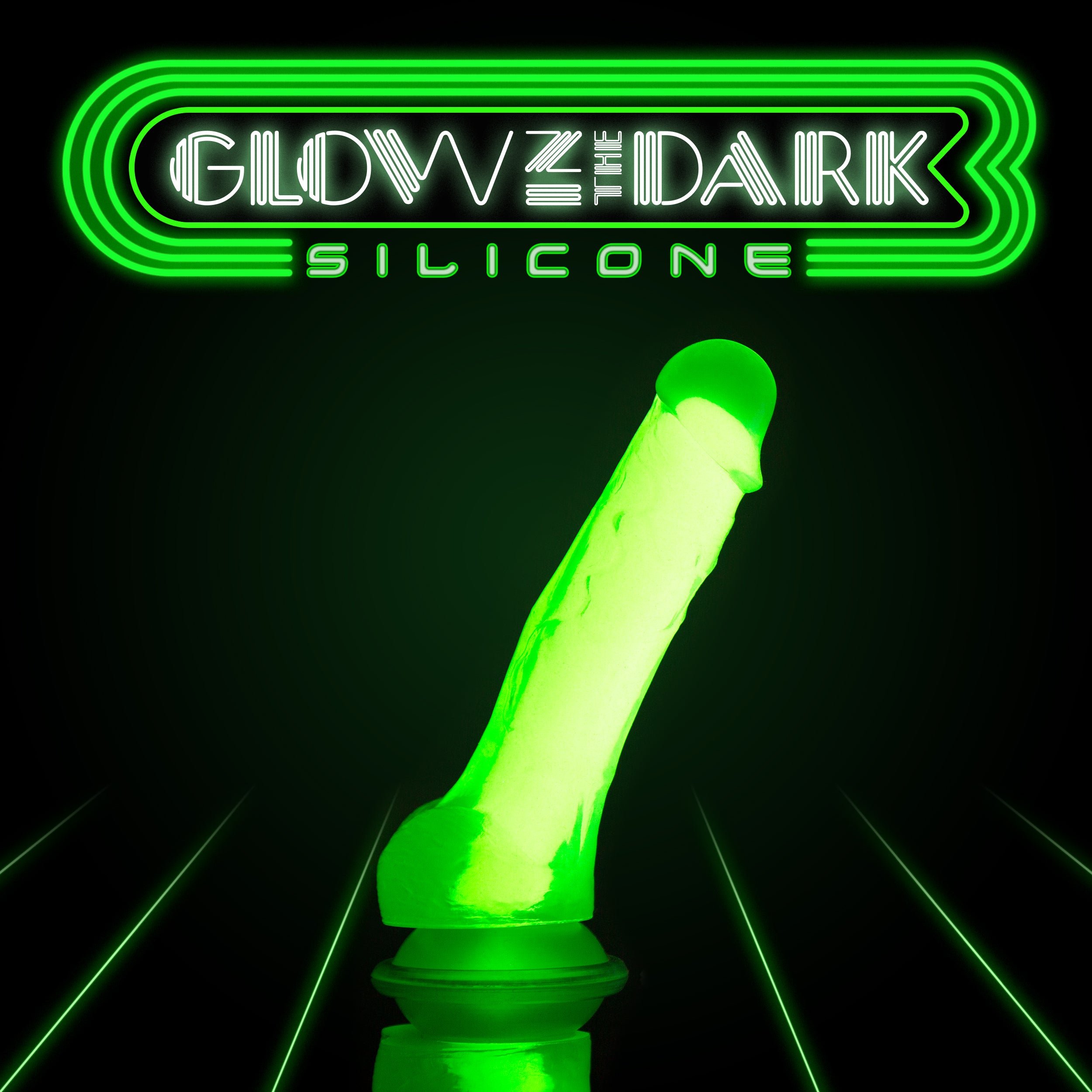Neo Elite By Blush® | Glow In The Dark Neon Green: 7.5-Inch Long Dildo - Made with Purio™ Silicone & SensaFeel® Dual Density Realistic Technology、mySite、bottomscart