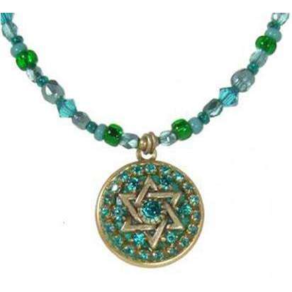 Michal Golan Shades of Green Jewish Star Necklace、mySite、topwebapps