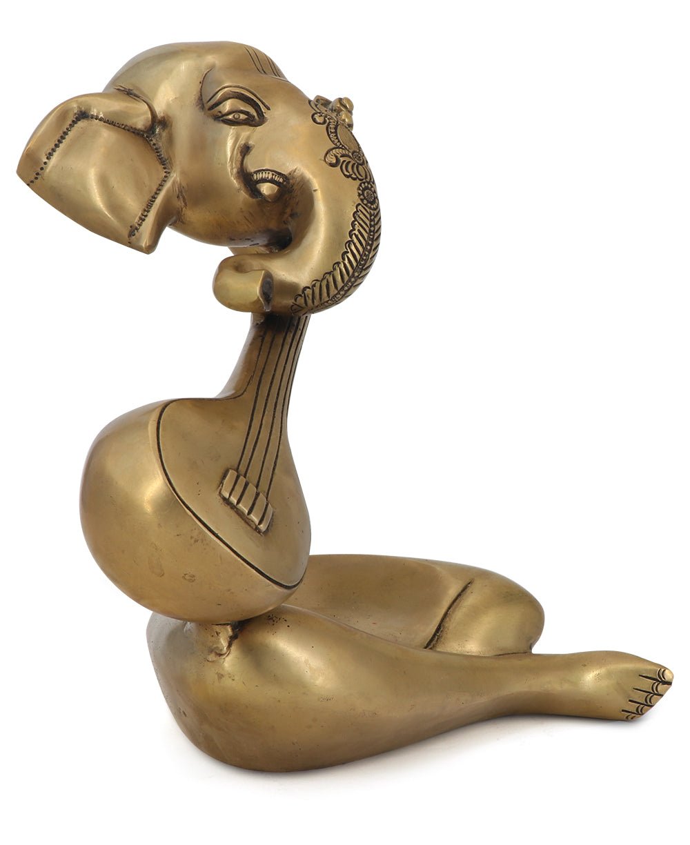 Modern Brass Ganesh Statue Playing Sitar、mySite、topwebapps
