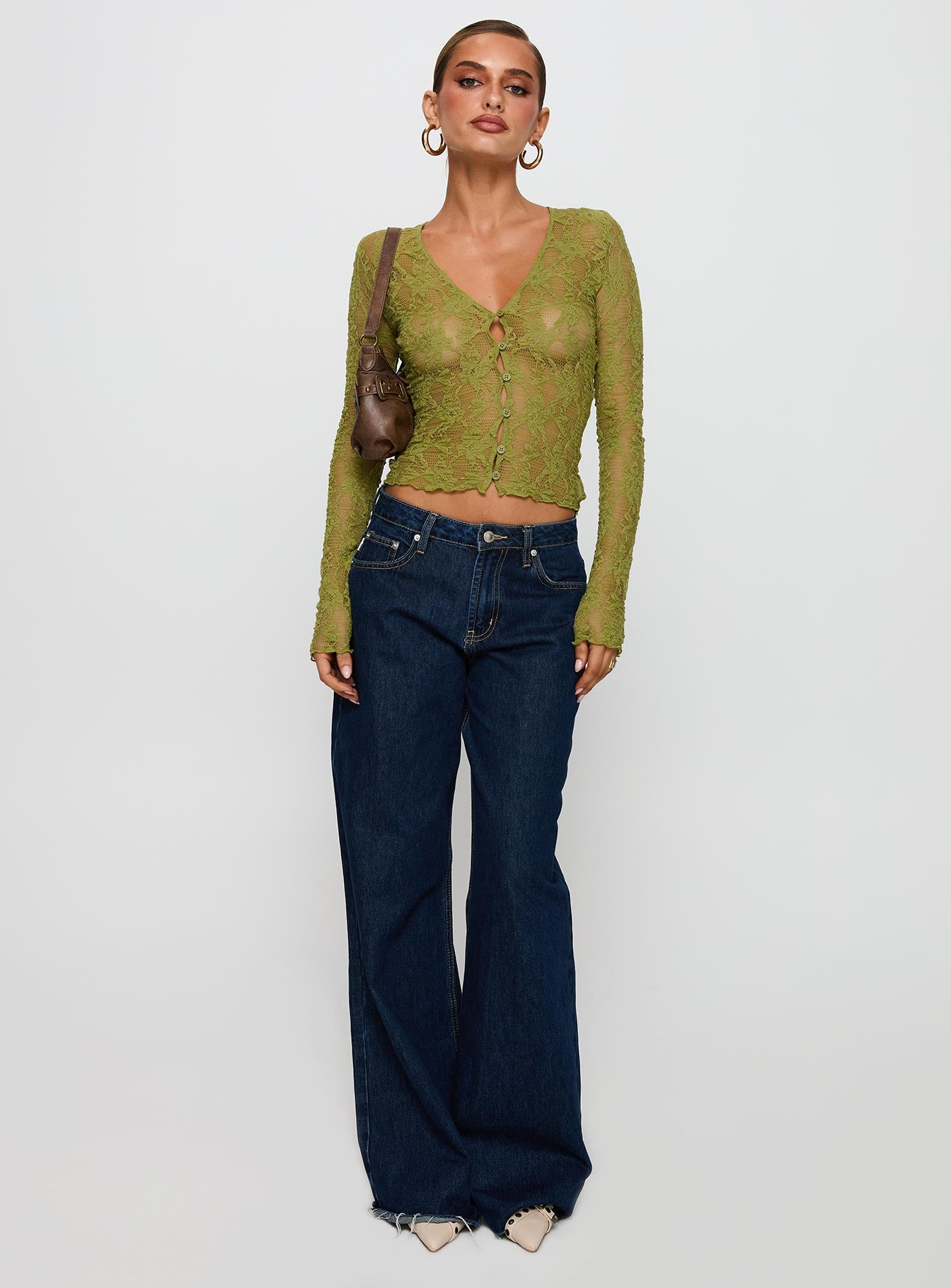 Prized Possessions Sheer Button Up Top Green、mySite、solidvoid