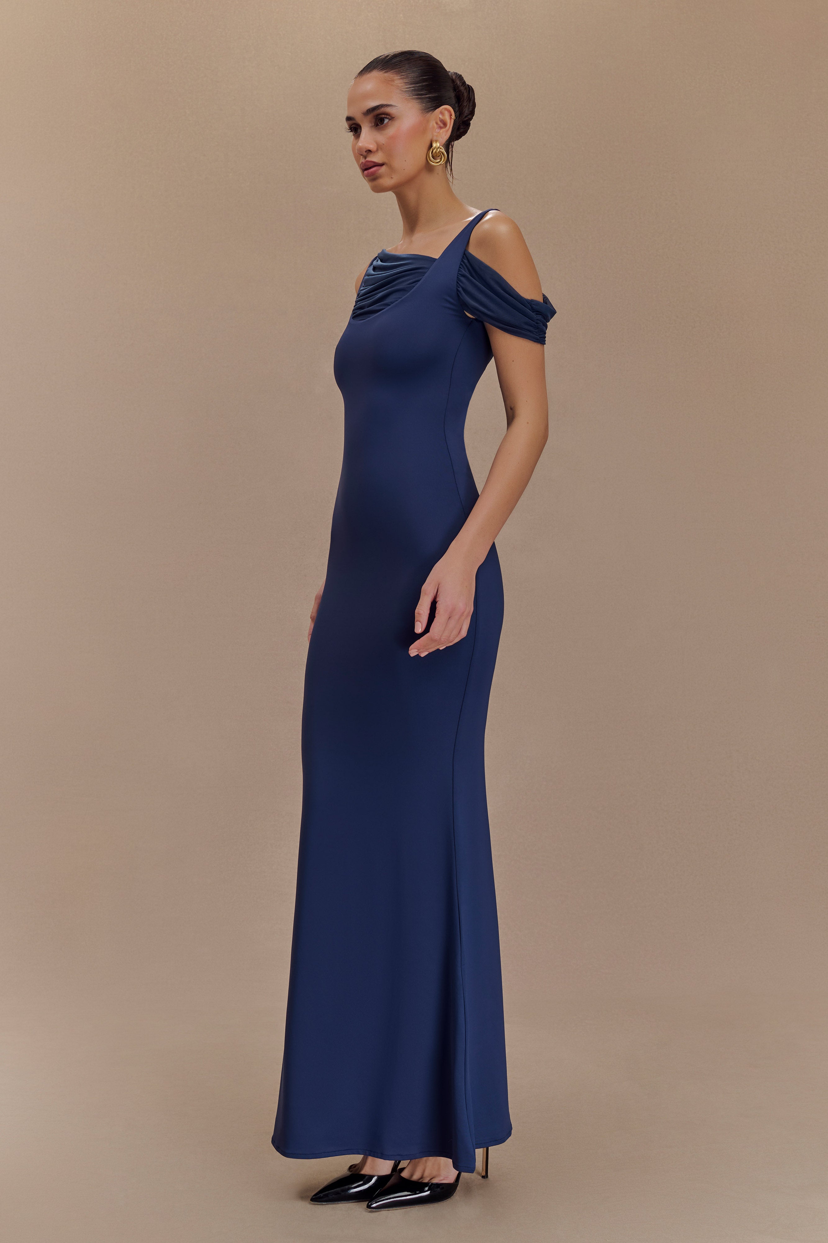 Janette Recycled Nylon And Mesh Sleeveless Maxi Dress - Navy、mySite、solidvoid