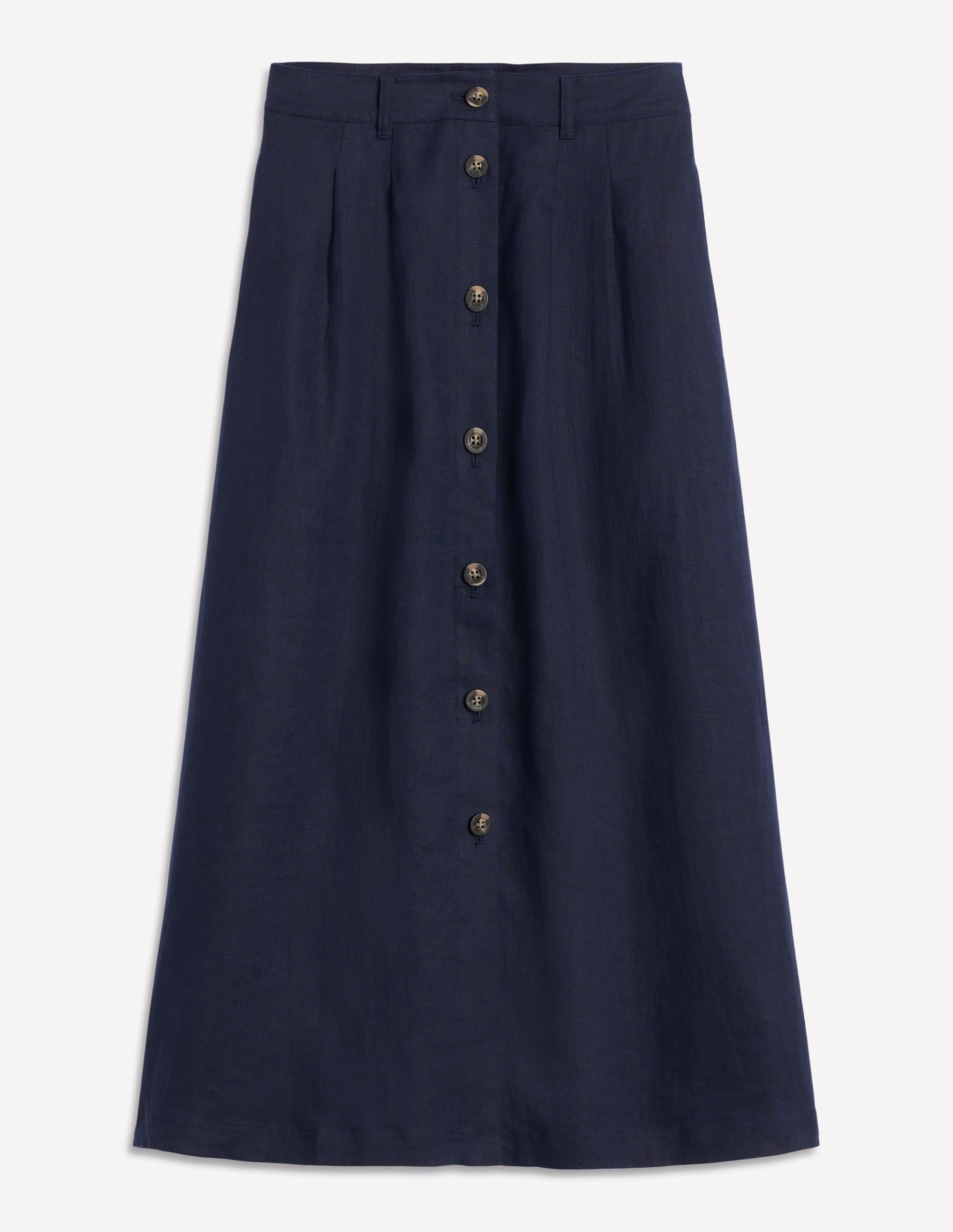  Thomasina Linen Midi Skirt-Navy、mySite、ashleygrahame