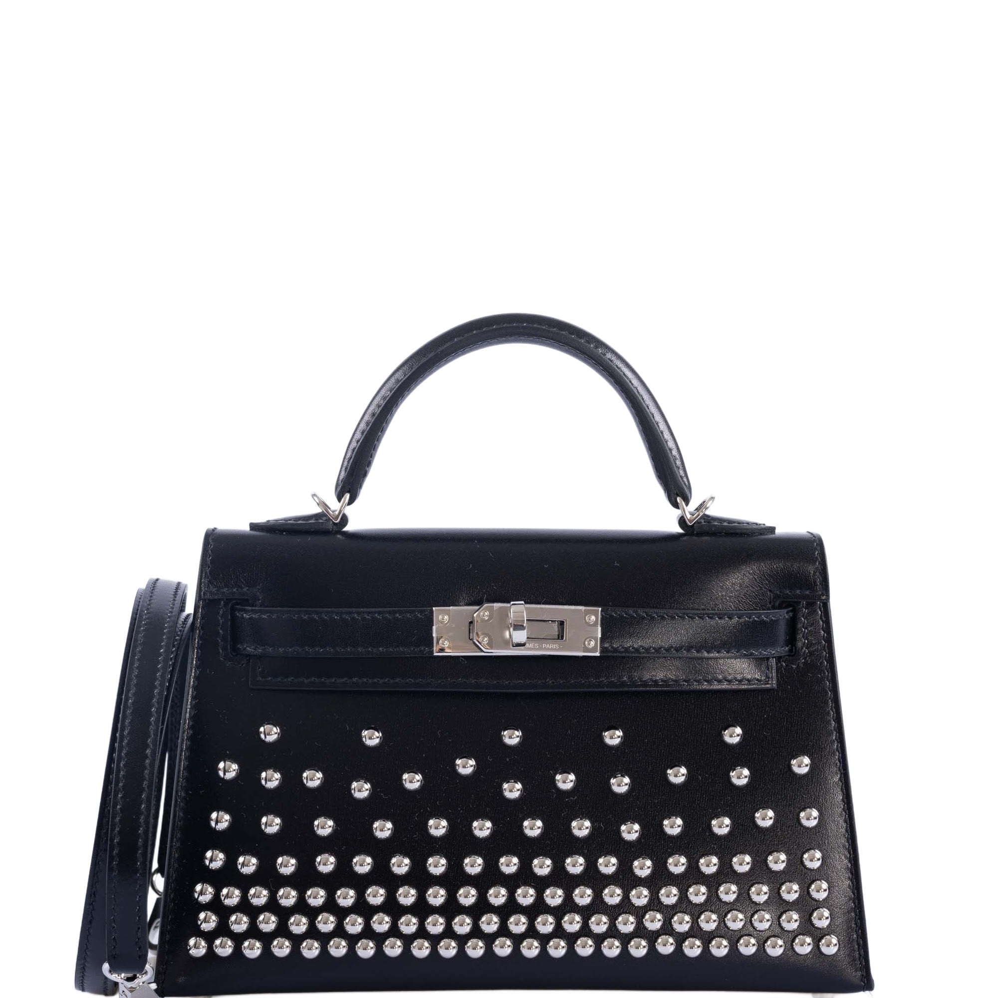 Hermès Clouté Mini Kelly 20 Studded Black Box Palladium Hardware、mySite、garminoutage.com