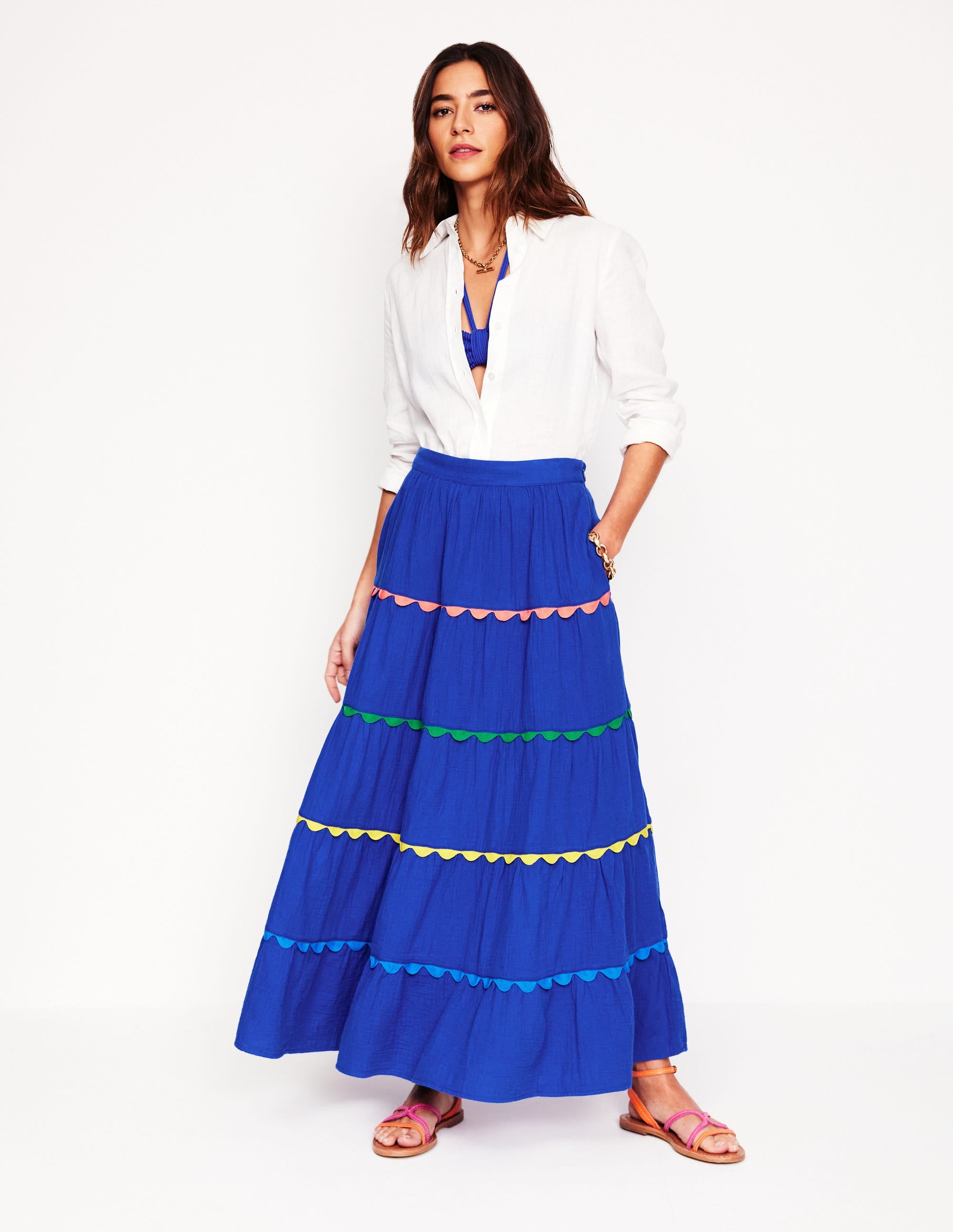  Nadia Double Cloth Maxi Skirt-Bright Blue、mySite、ashleygrahame