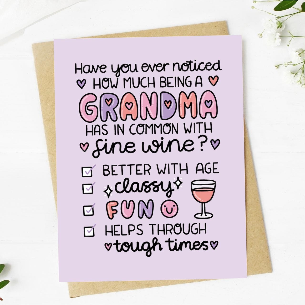  Funny Grandma and Fine Wine Greeting Card、mySite、ghnorth