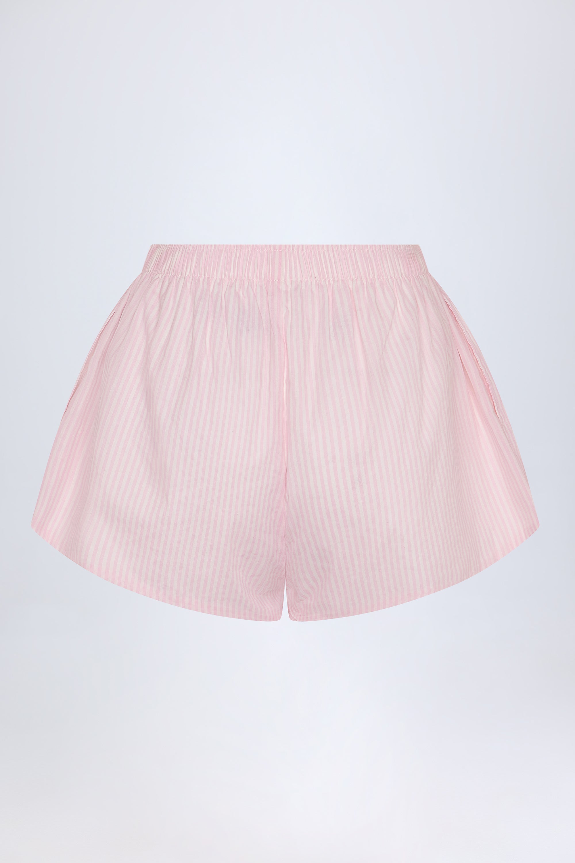  Tie-Front Mid-Rise Shorts in Pink & White Stripe、mySite、sugarbowlscore