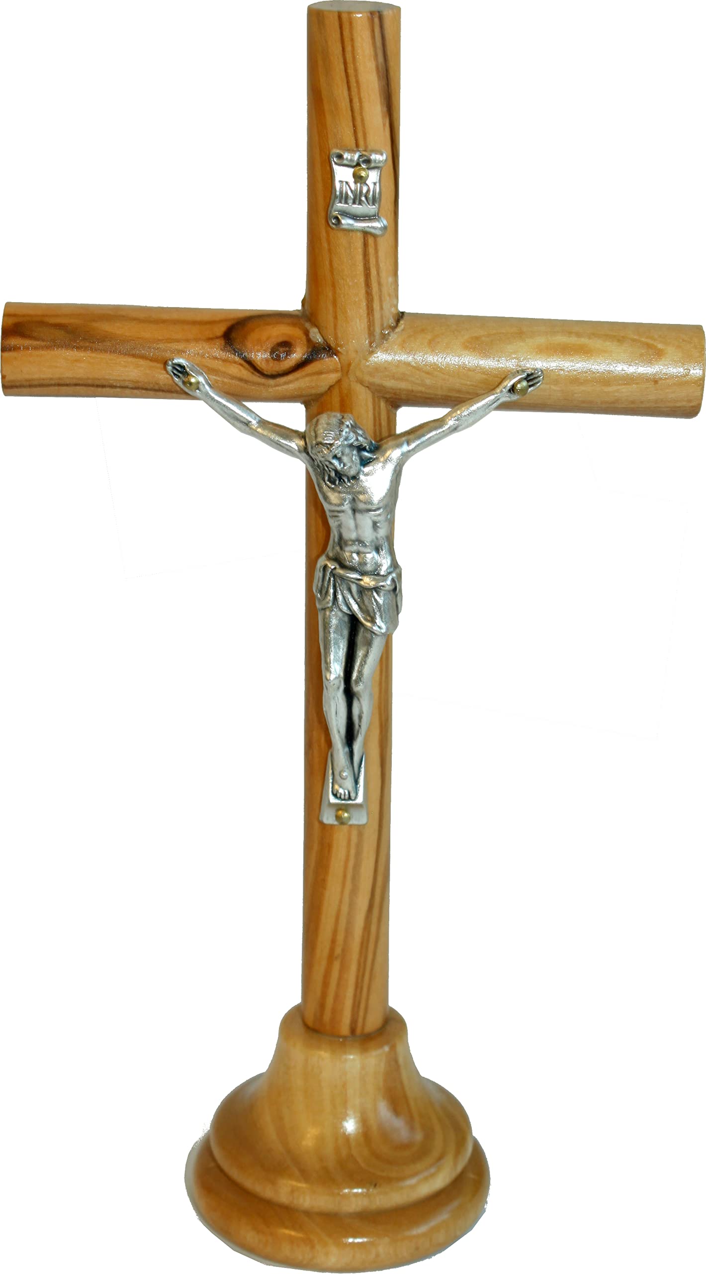 Holy Land Market Olive Wood Smooth Round Sticks Bethlehem Catholic Crucifix - Modern Style ( 7.5 Inches )、mySite、topwebapps