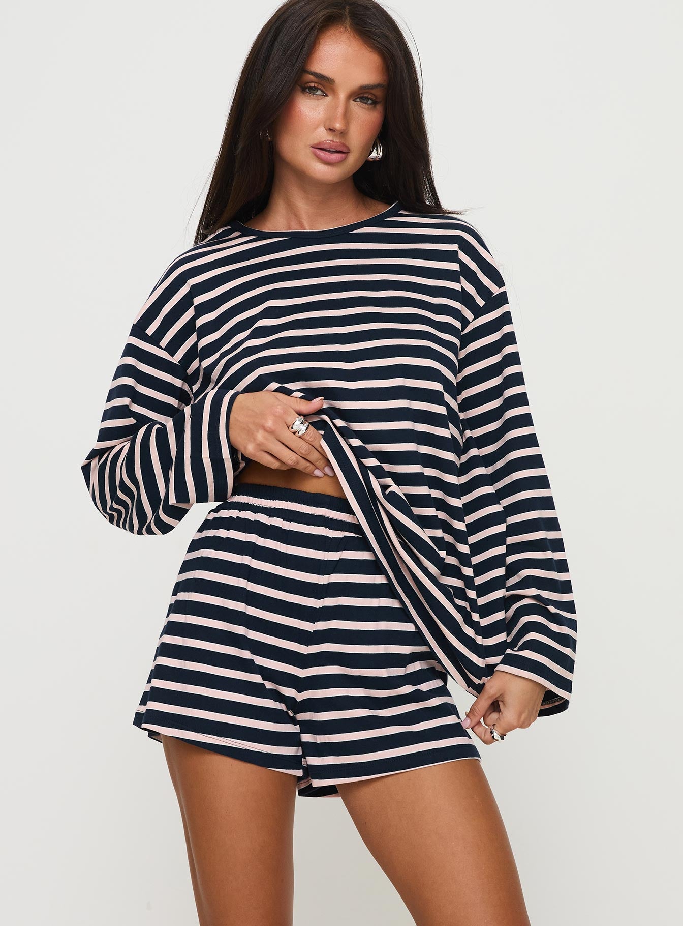 Olive Branch Set Navy / Pink Stripe、mySite、solidvoid