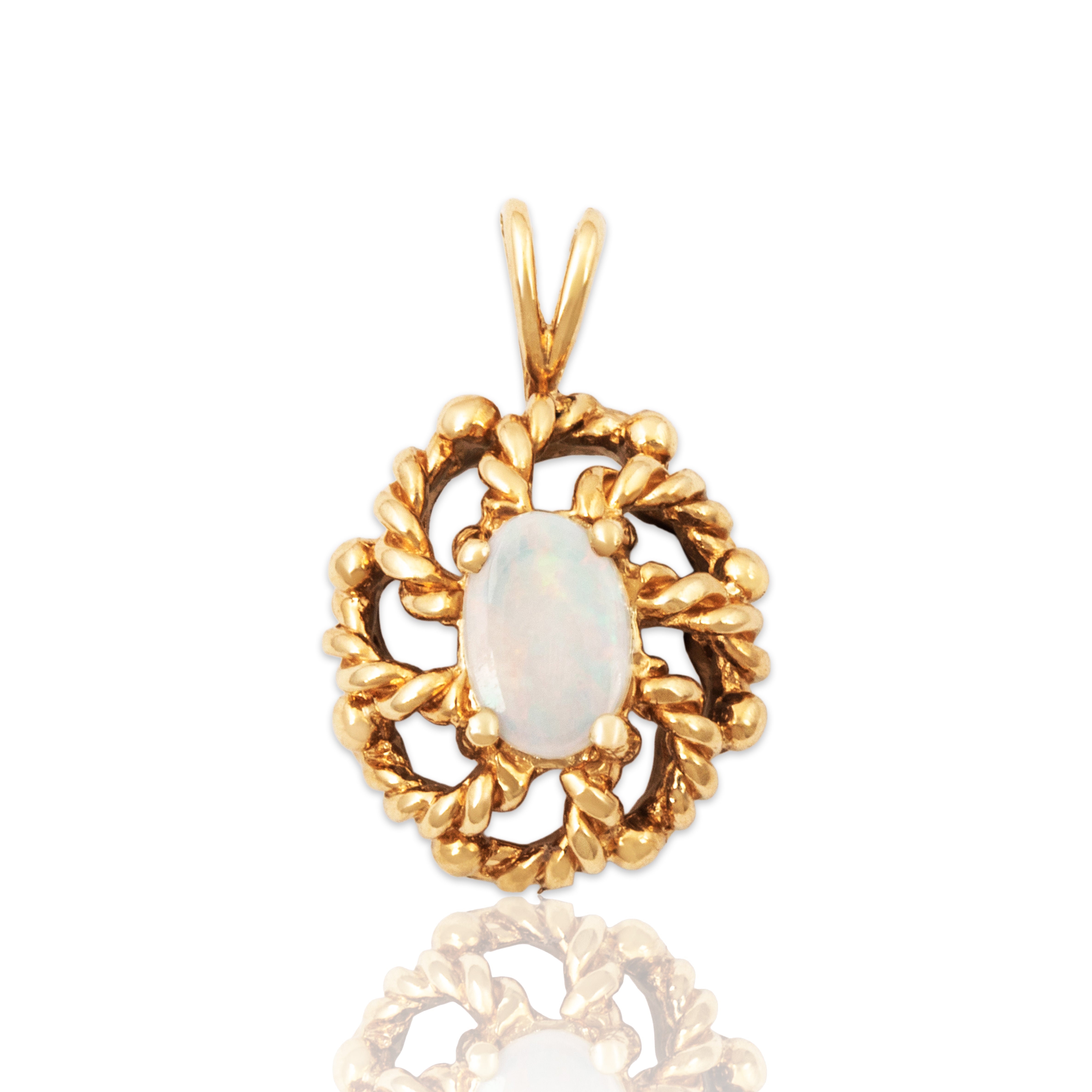 Vintage 10k Yellow Gold Opal Rope Cable Pendant、mySite、hinf8tx79