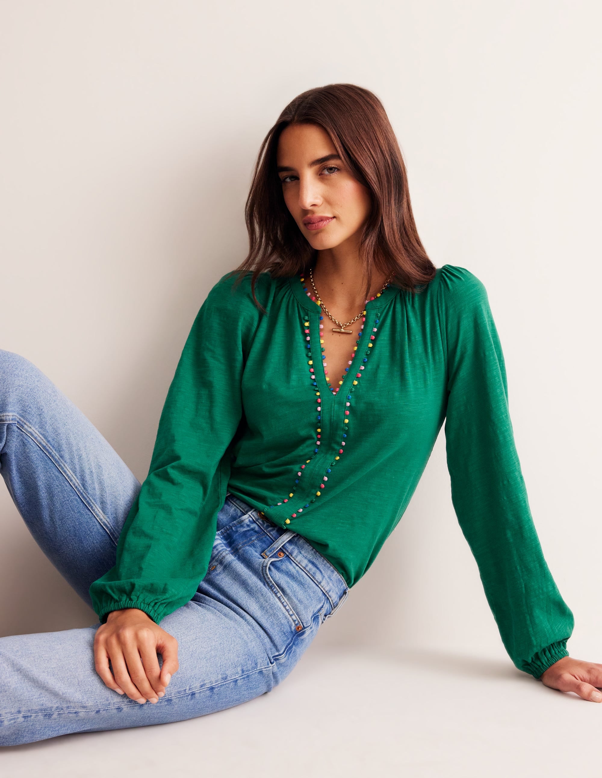  Ali Long Sleeve Pom Top-Malachite、mySite、ashleygrahame