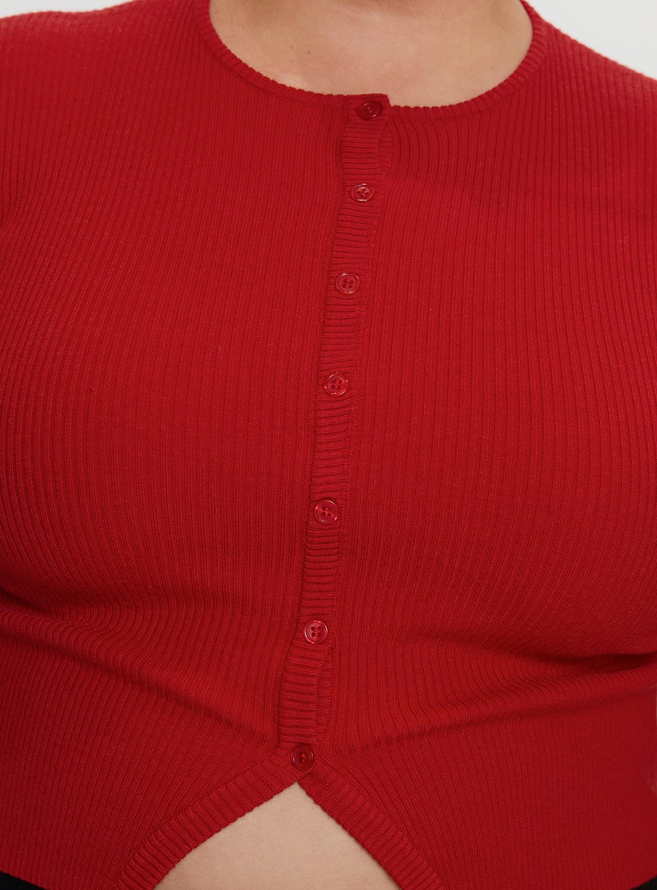 Suzu Long Sleeve Knit Top Red Curve、mySite、solidvoid