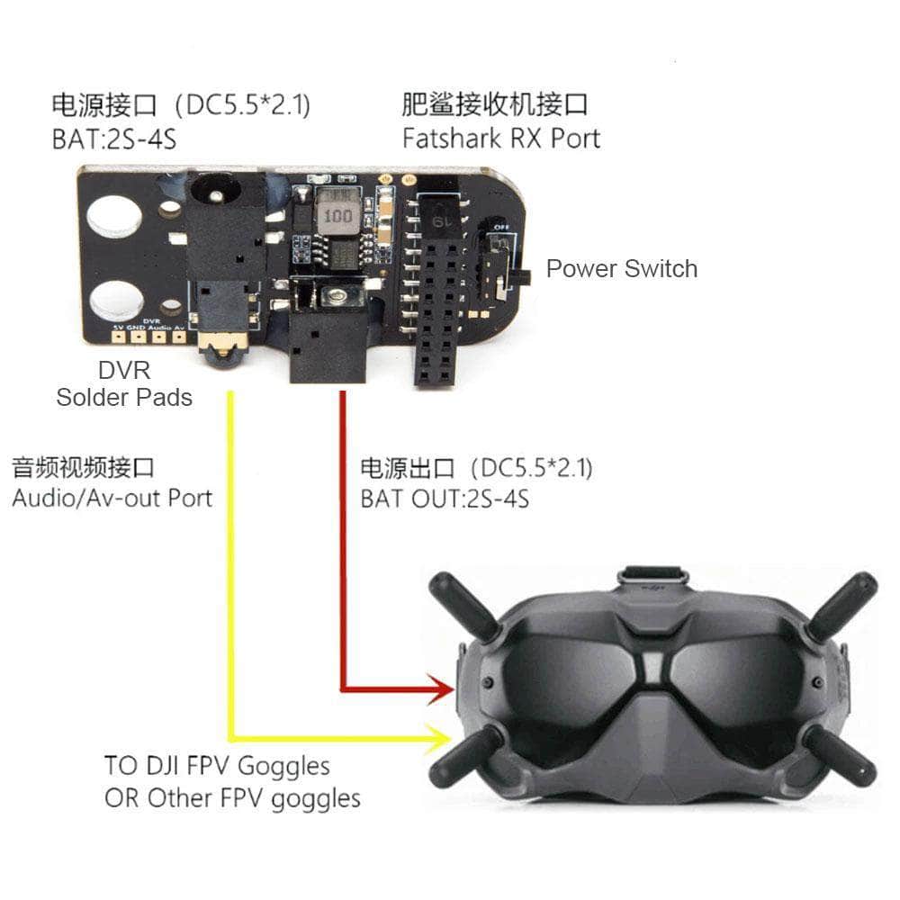  Analog FPV FatShark Module Adapter V3 w/ Voltage Display for DJI Digital FPV Goggles、mySite、merchandisen