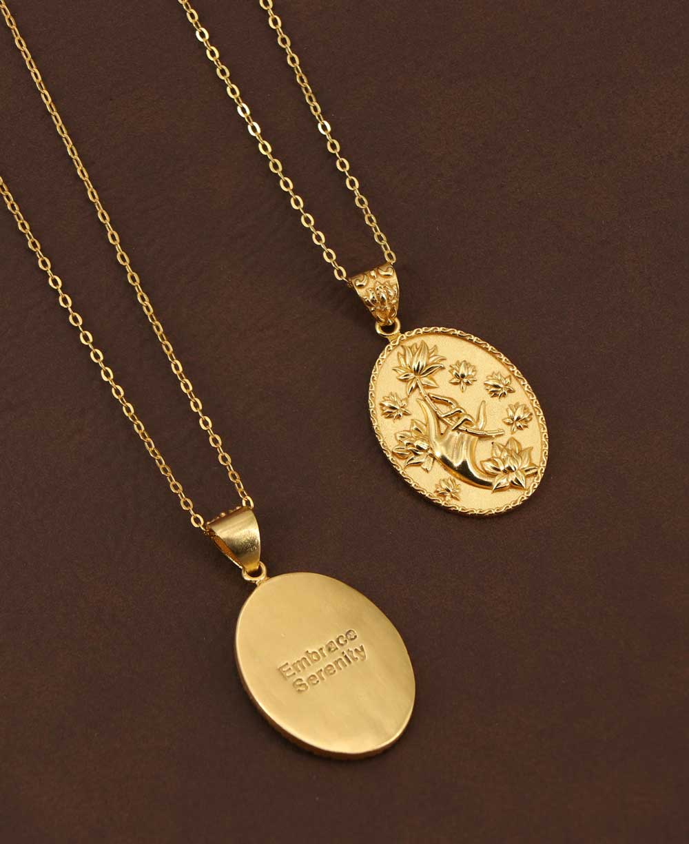 Mudra Hand and Lotus Flower Pendant Necklace、mySite、topwebapps