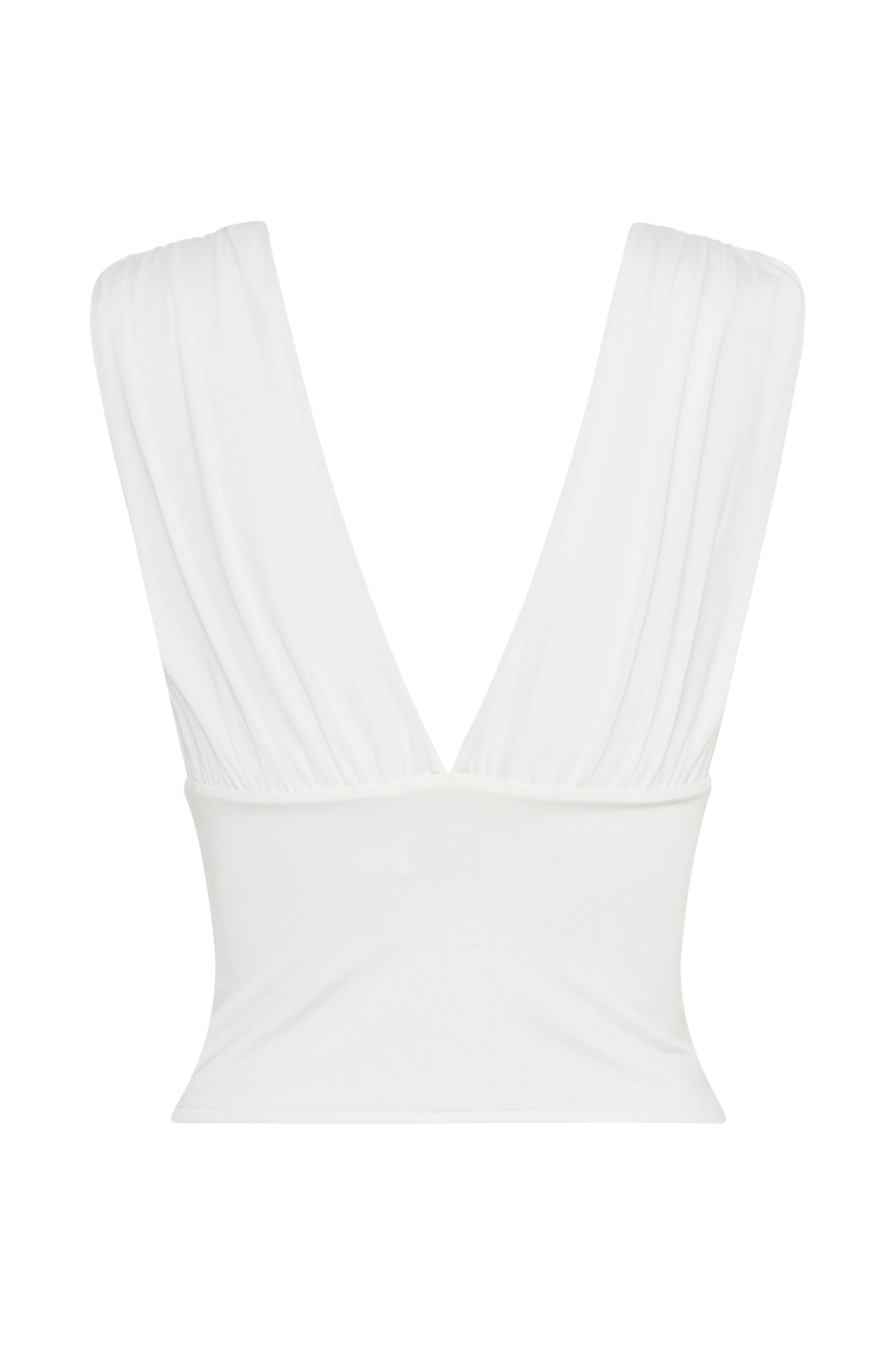 Kerrigan Slinky Ruched Sleeveless Top - White、mySite、solidvoid