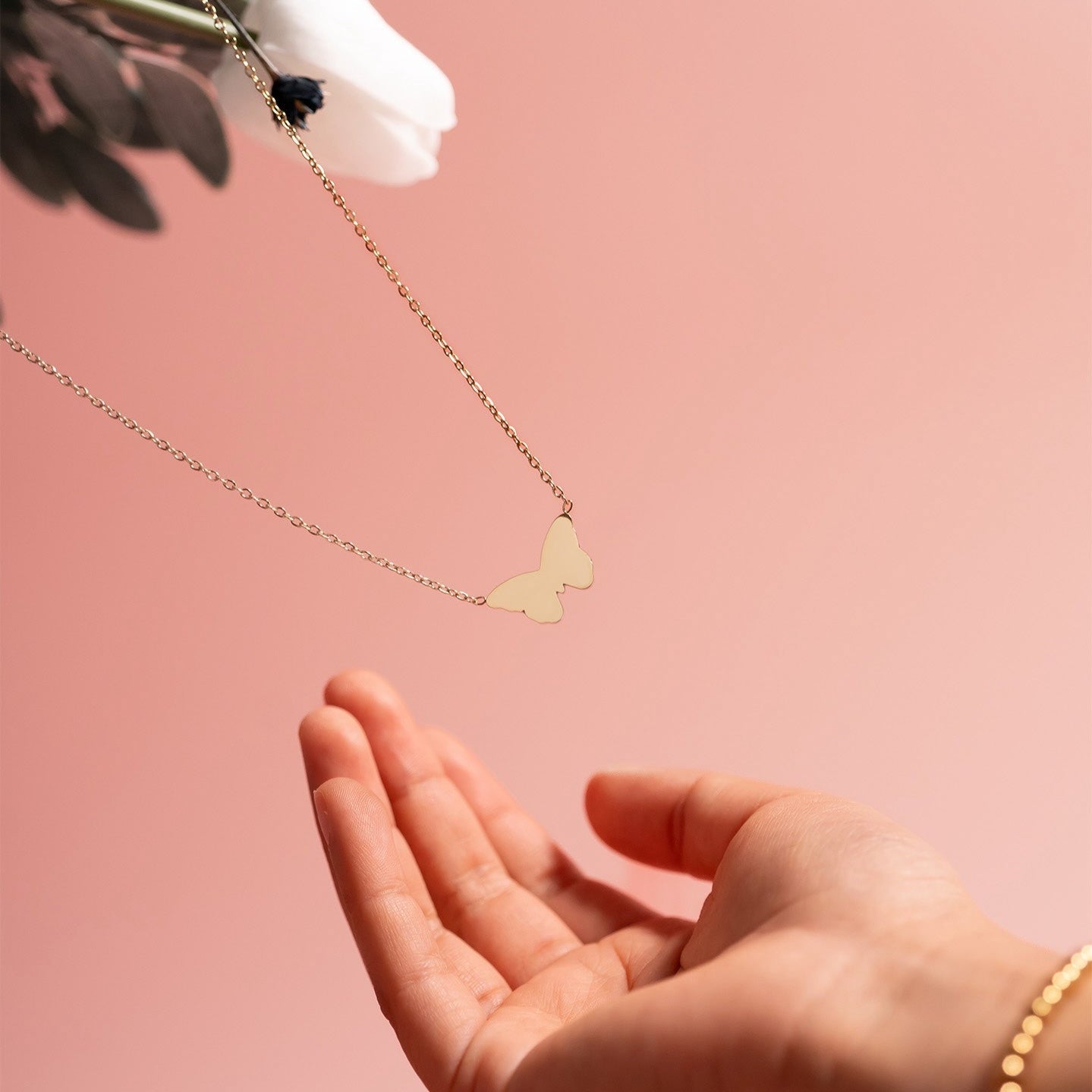 18K Gold PVD Stainless Steel Blank Engravable Butterfly Necklace / CHN0084、mySite、dreamappss