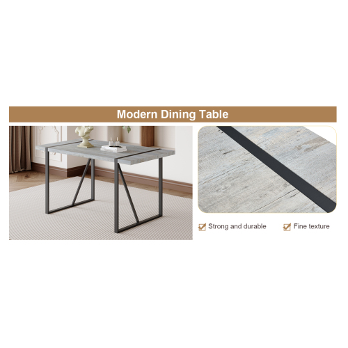Rustic Industrial Rectangular Wood Dining Table For 4-6 Person, With 1.5" Thick Engineered Wood color Tabletop and Black Metal Legs,Desk For Kitchen Dining Living Room, 55.1" x 31.4"x 29.9"1529W115172、、casual