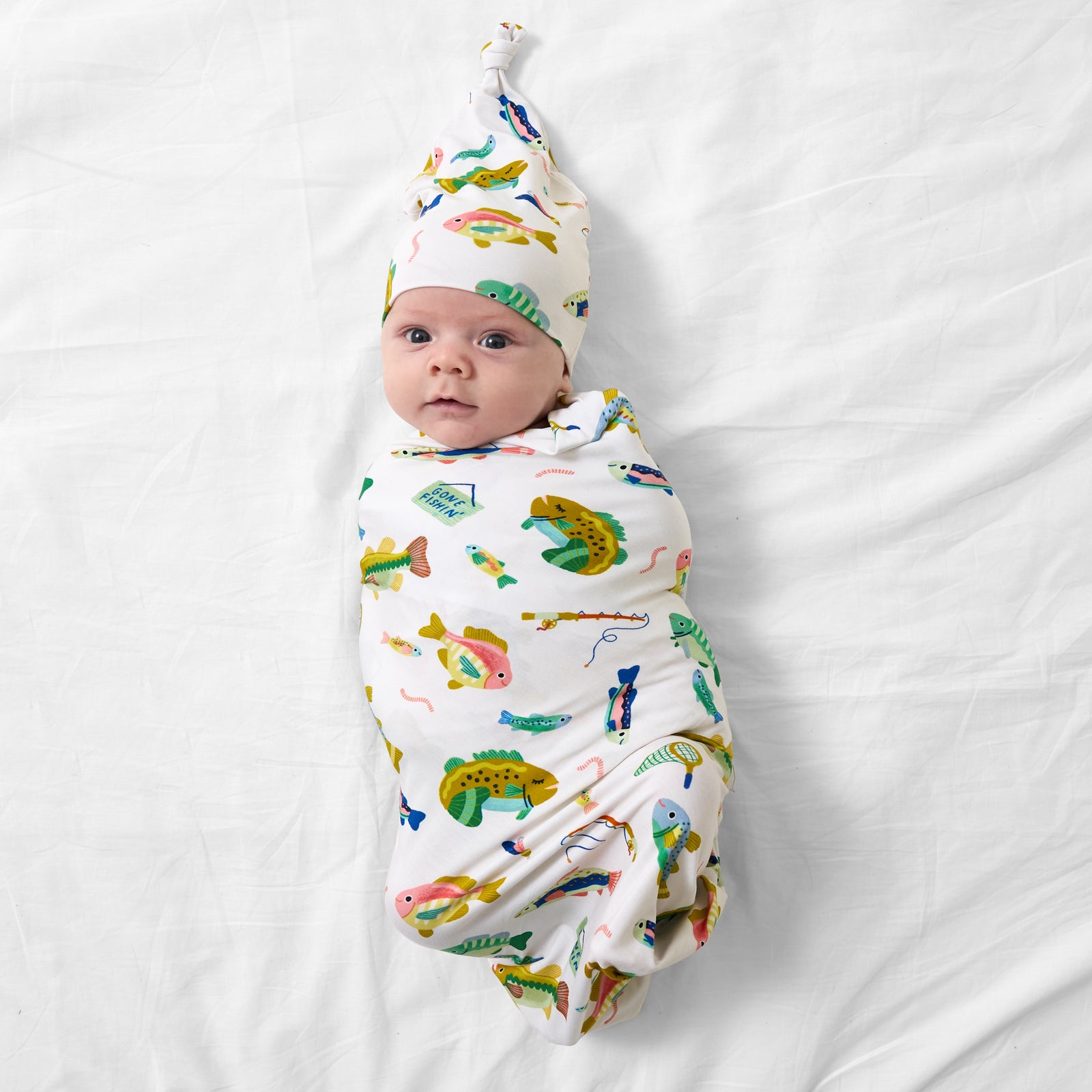 Gone Fishin' Swaddle & Hat Set、mySite、g9winljtr