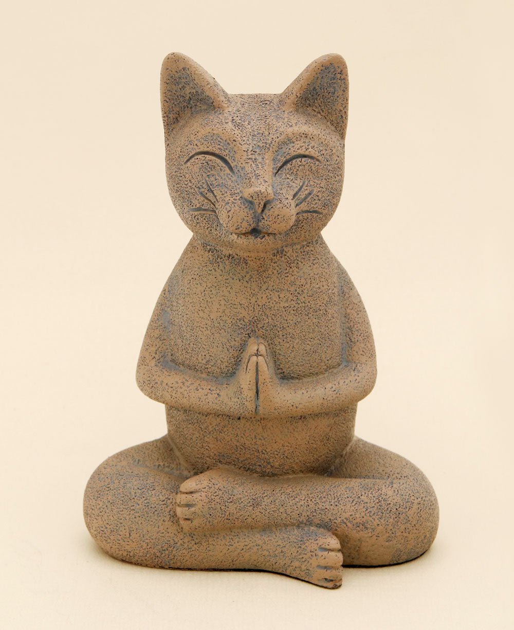 Namaste Yogi Meditating Cat Statue, Textured Clay Finish、mySite、topwebapps