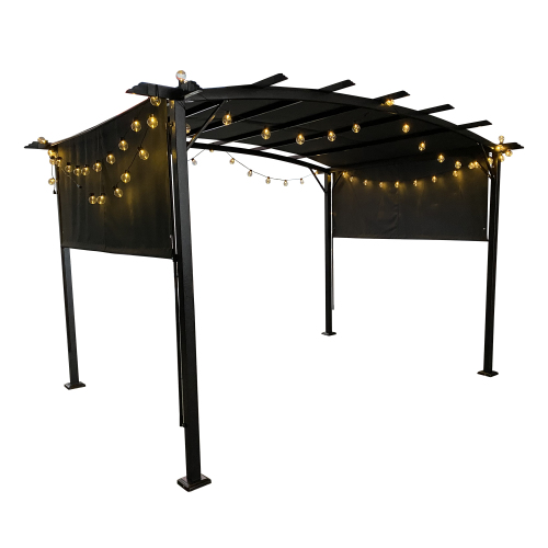 12 x 9 Ft Outdoor Pergola Patio Gazebo,Retractable Shade Canopy,Steel Frame Grape Gazebo,Sun shelter Pergola for Gardens,Terraces,Backyard Same as W419S00033、、eastwooduniform