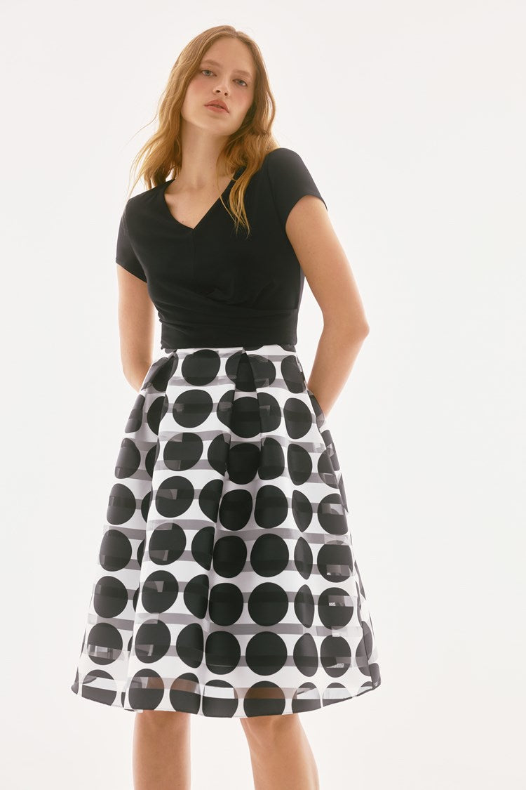 Joseph Ribkoff Silky Knit and Novelty Dot Full Skirt Dress、mySite、noshort