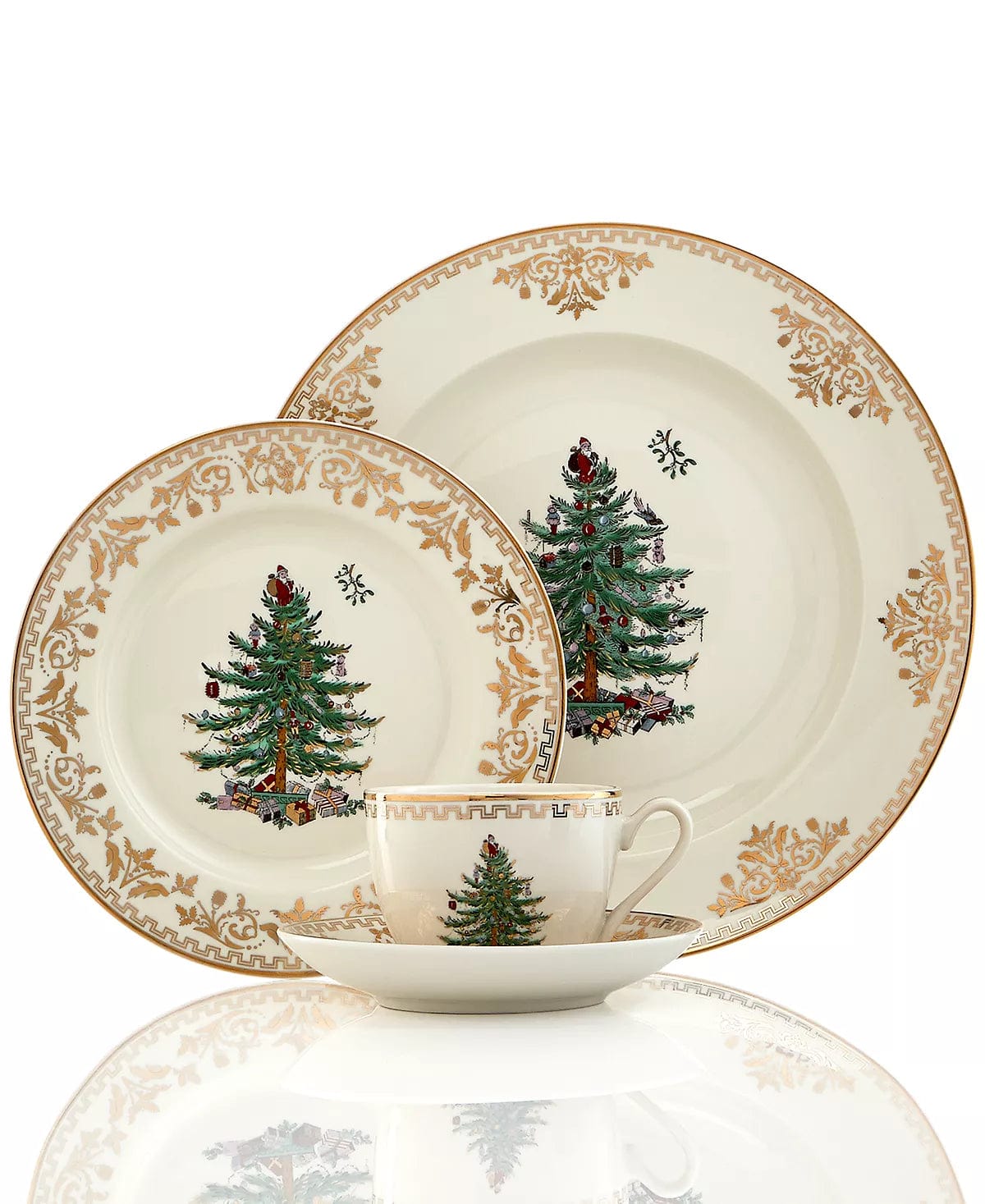 Christmas Tree Gold 4-Pc. Porcelain Place Setting Spode Limited Edition、mySite、g9winljtr