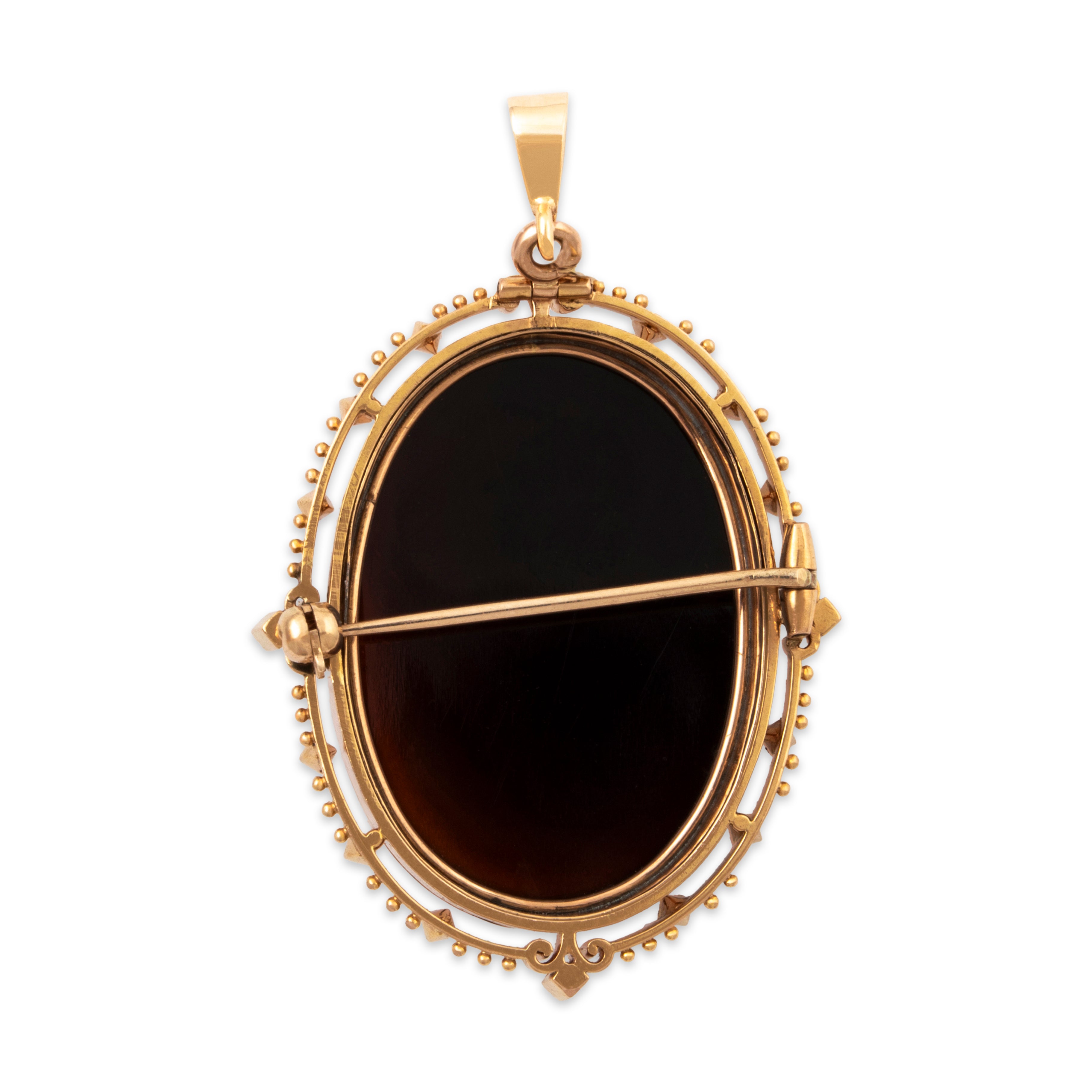 Antique Victorian Large 14k Rosy Yellow Gold 16ct Sardonyx Cameo Pin / Pendant、mySite、hinf8tx79