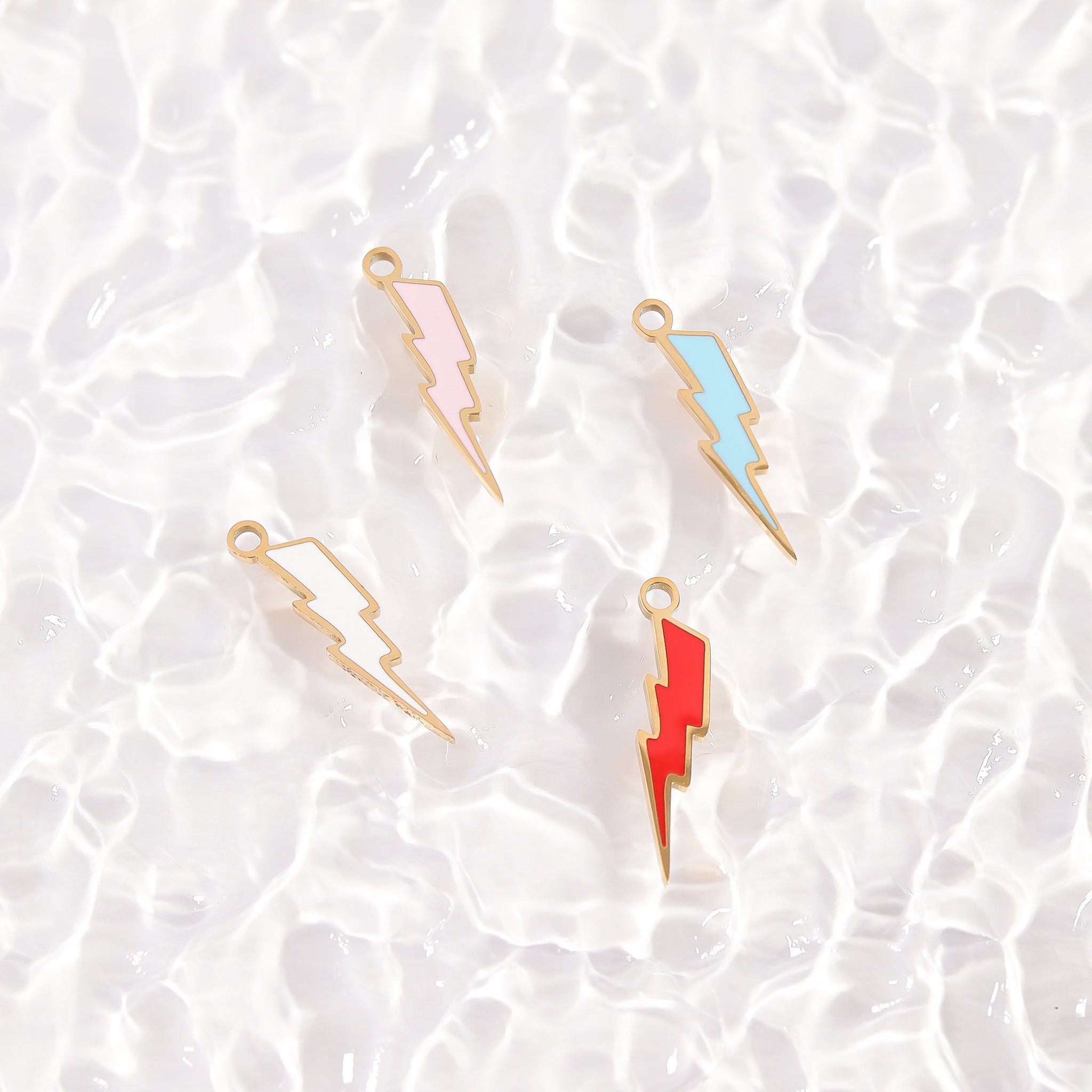 18K Gold PVD Stainless Steel Epoxy Lightning Bolt Charm / PDL0206、mySite、dreamappss