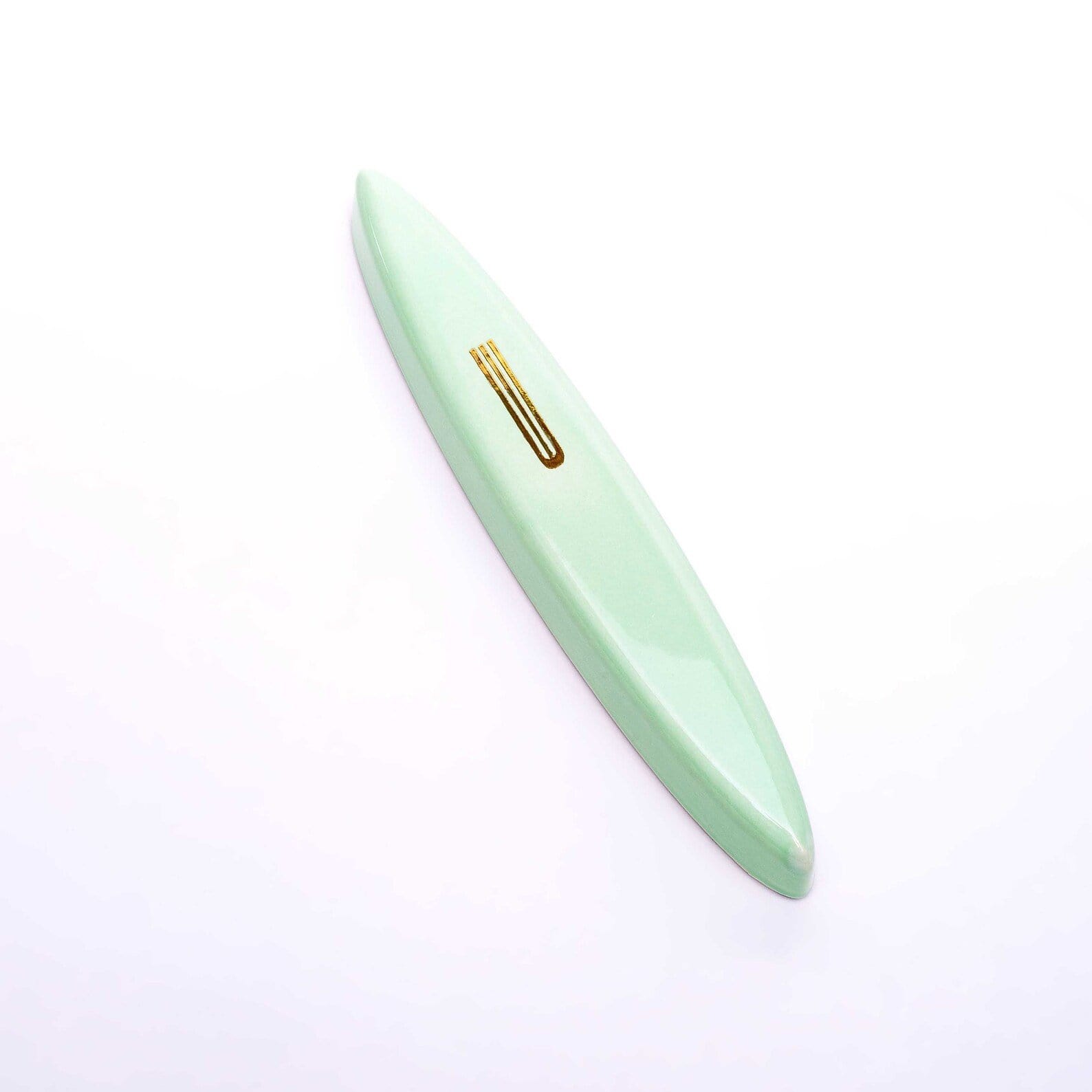 Mint Green Ceramic Mezuzah Case with Gold Shin by Mickala Design、mySite、topwebapps