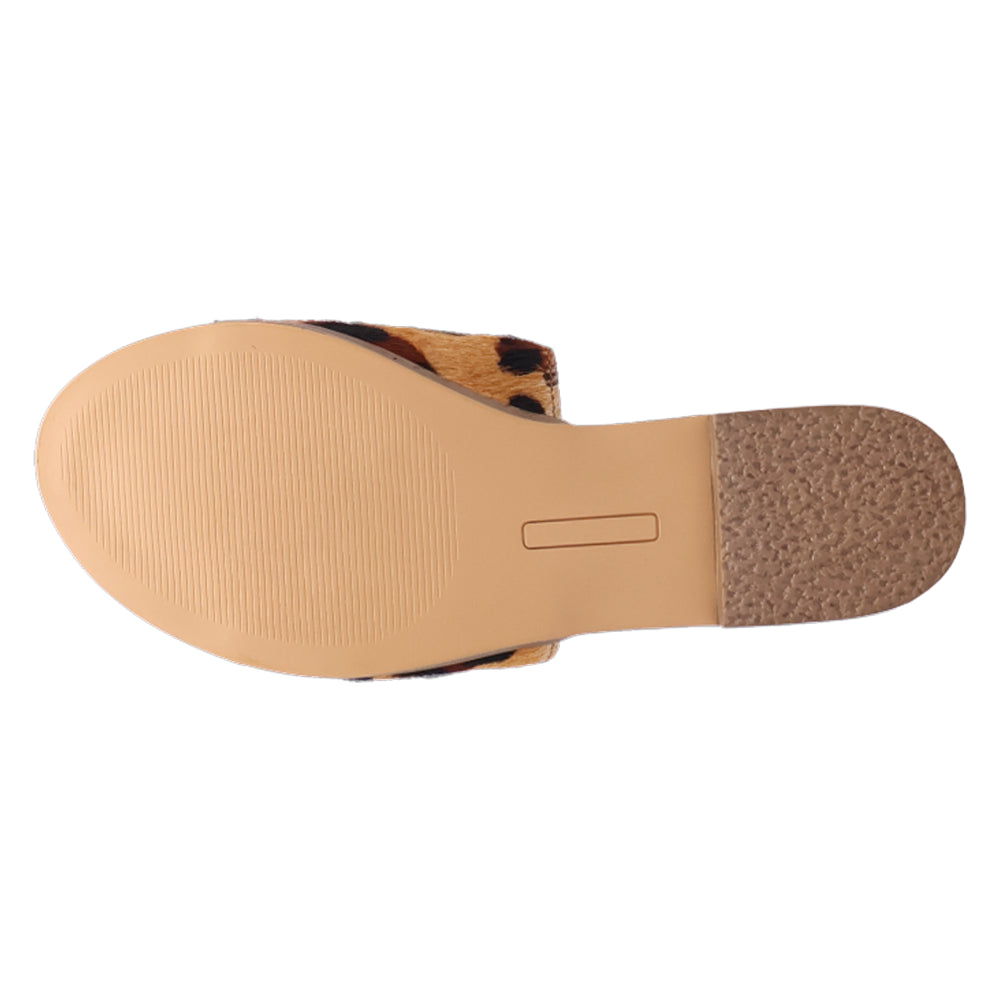 Tabby Leopard Print Slide Flat Sandals、mySite、gtrtttuynbv