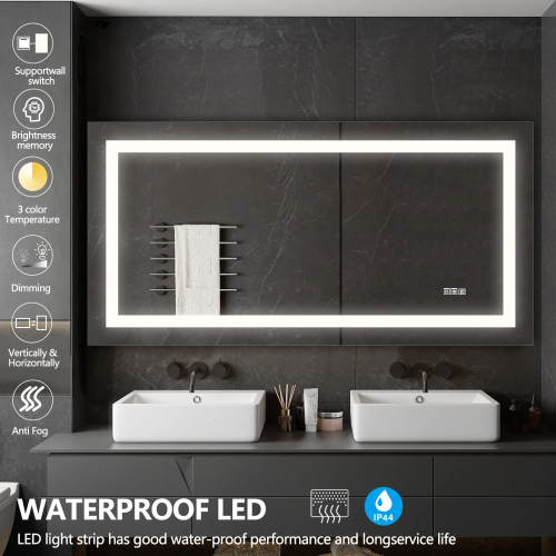 (Same as W134070942/L4004) 72"×36" LED Mirror Light Bathroom,anti-Fog & Dimming Led Bathroom Vanity Mirror、、eastwooduniform