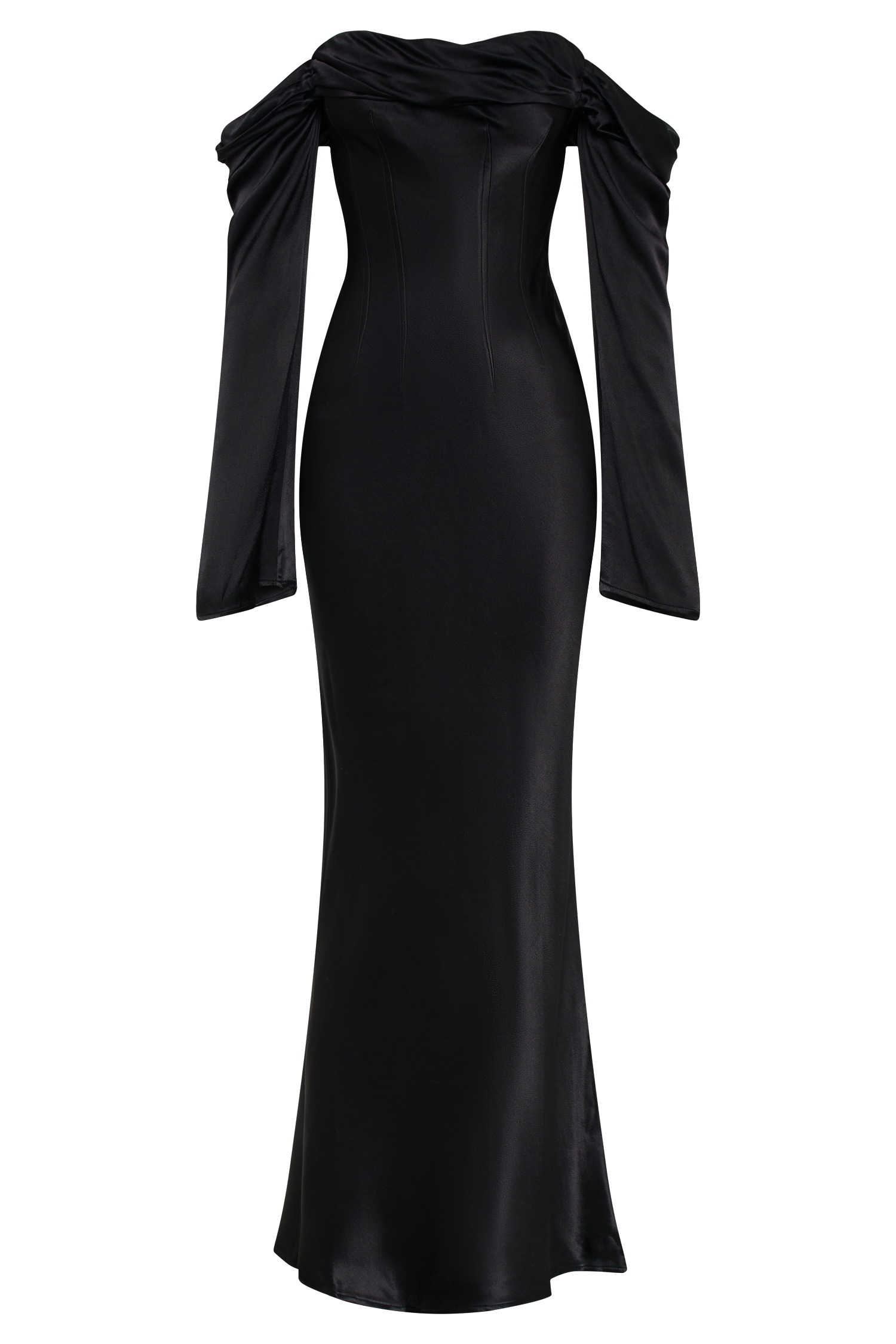 Giselle Off Shoulder Cowl Neck Maxi Dress - Black、mySite、solidvoid