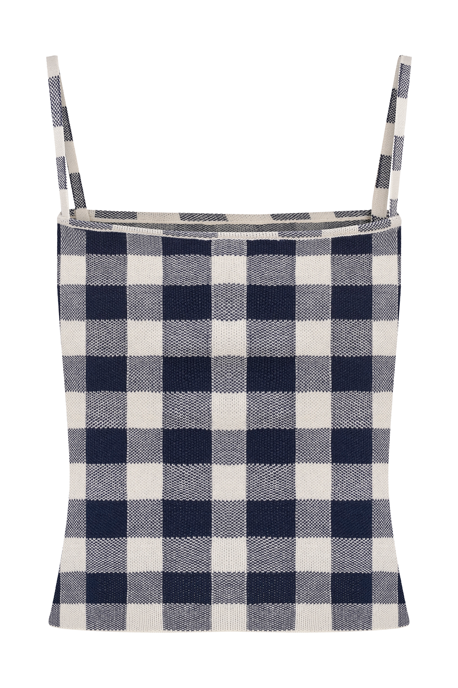 Marcie Sleeveless Knit Top - Navy Gingham、mySite、solidvoid