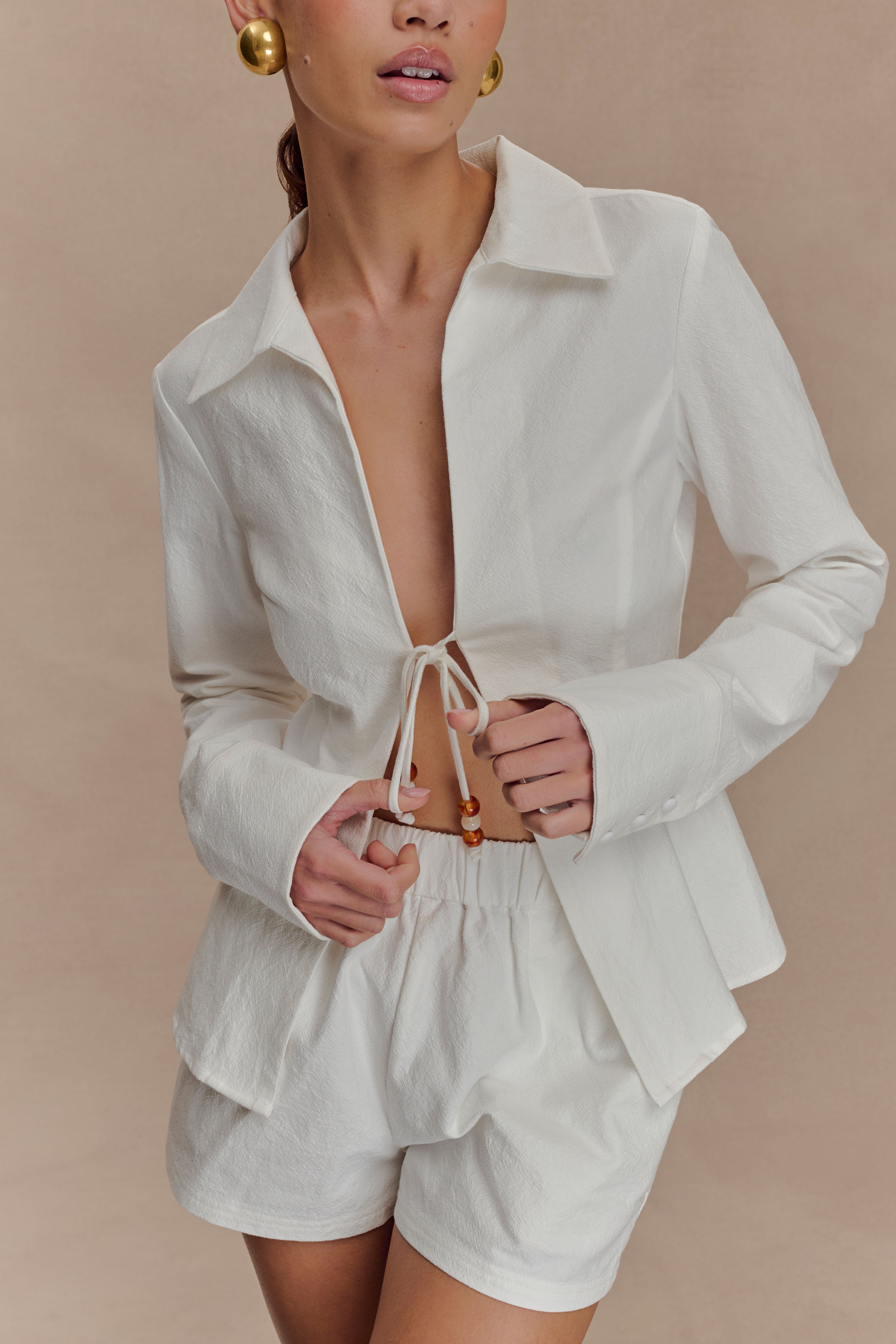 Annalee Cotton Shorts - White、mySite、solidvoid