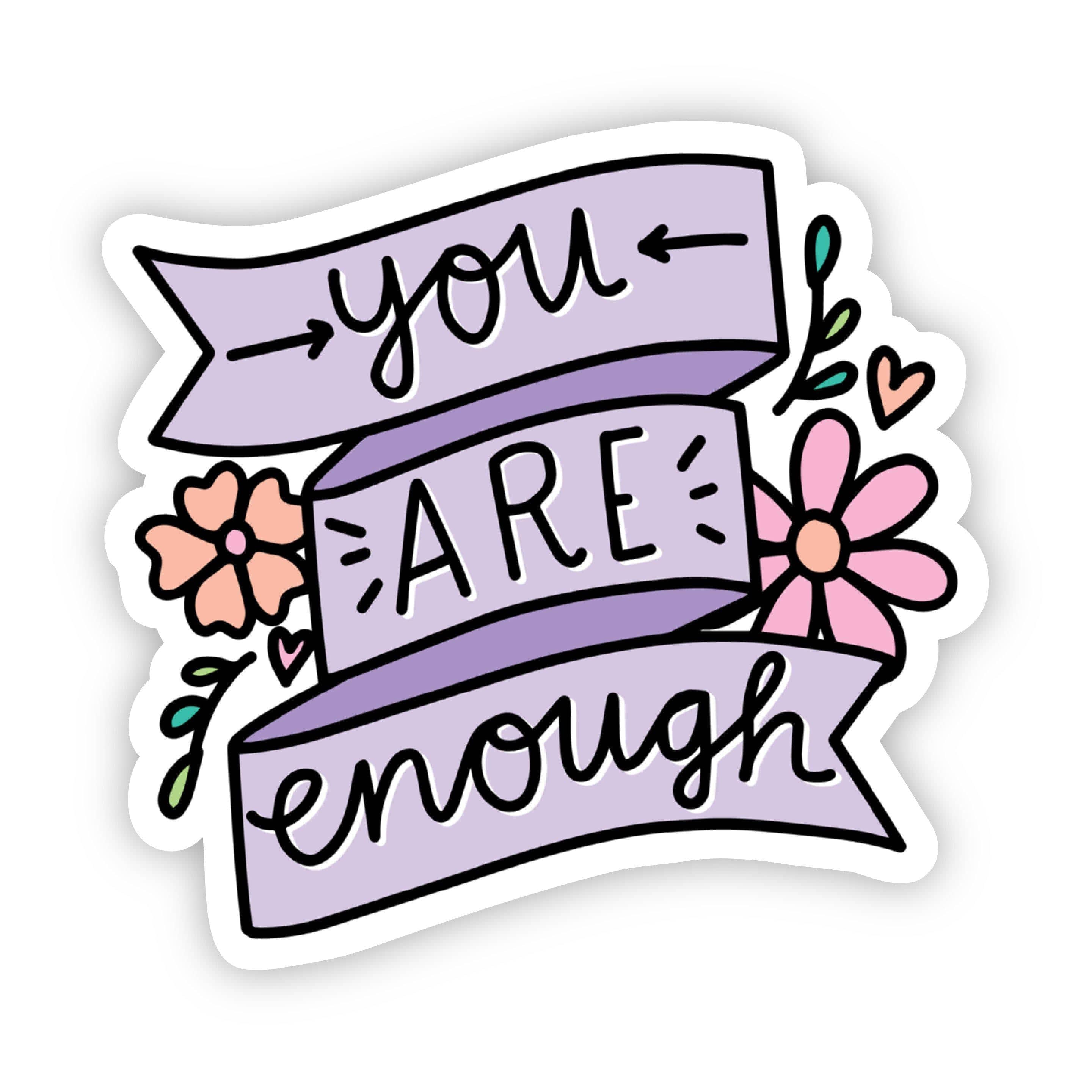  You Are Enough Floral Ribbon Sticker、mySite、elrpsem3k