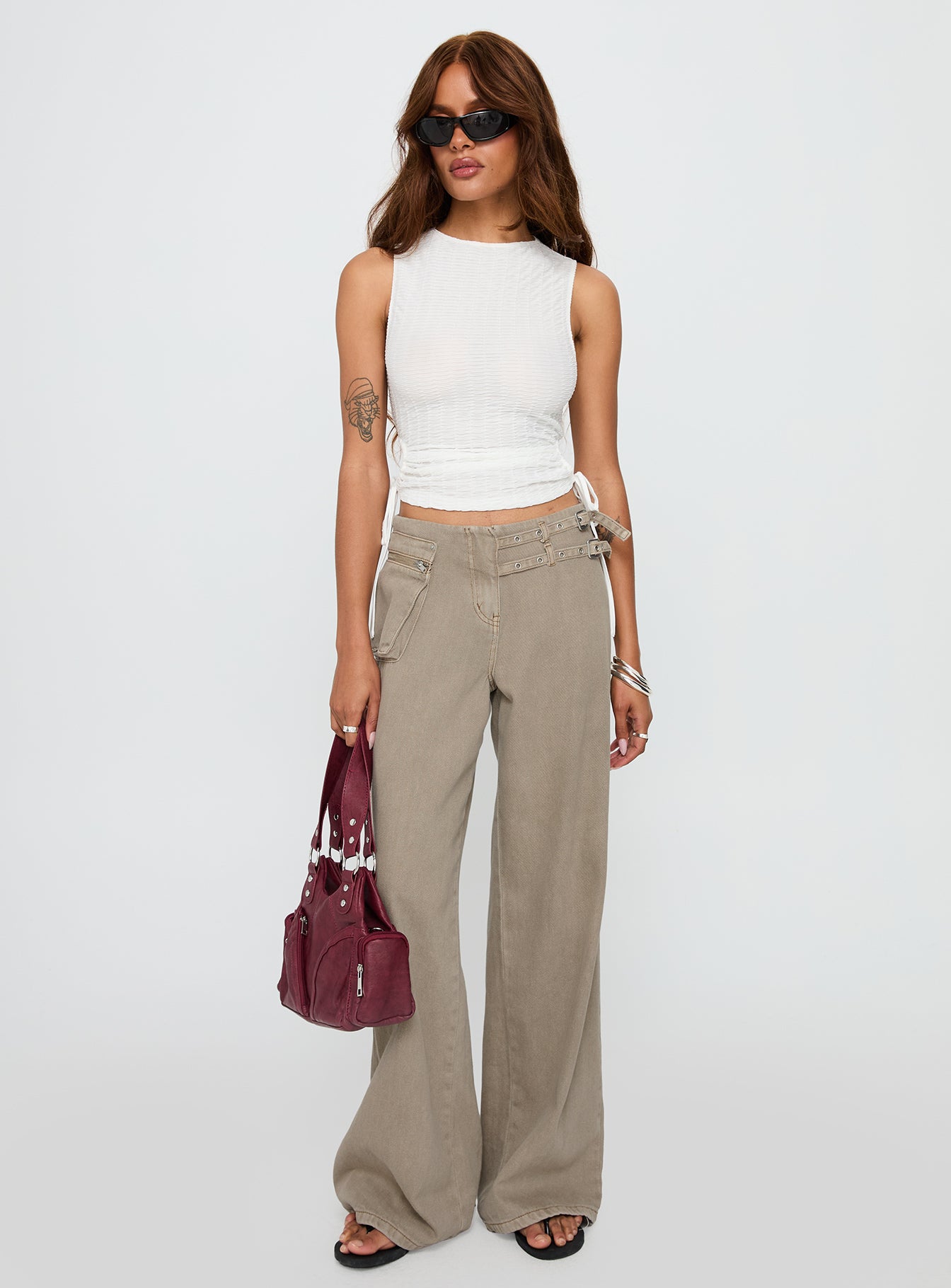 Kaelis Tie Side Top White、mySite、solidvoid