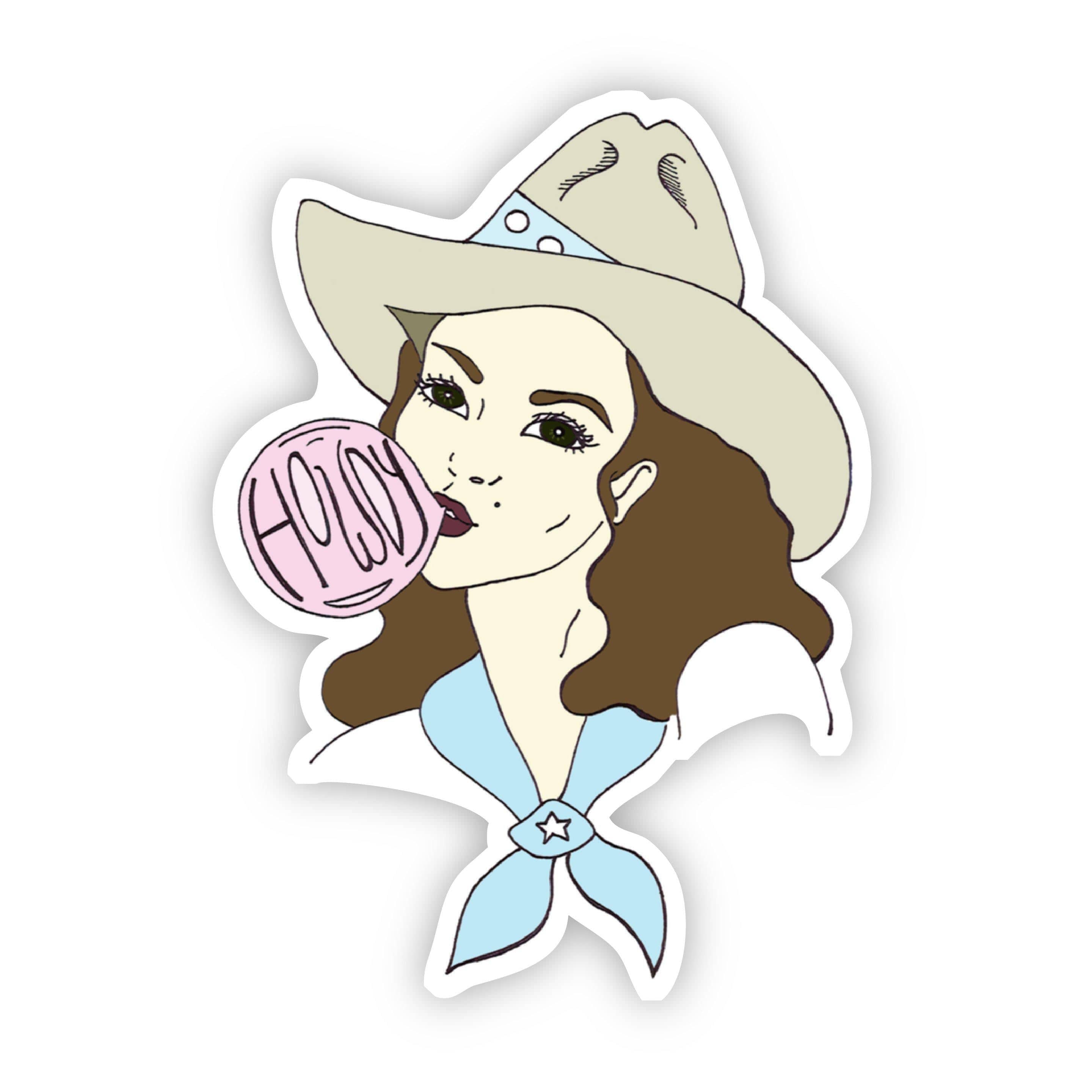  Howdy Bubble Gum Cowgirl Sticker、mySite、elrpsem3k