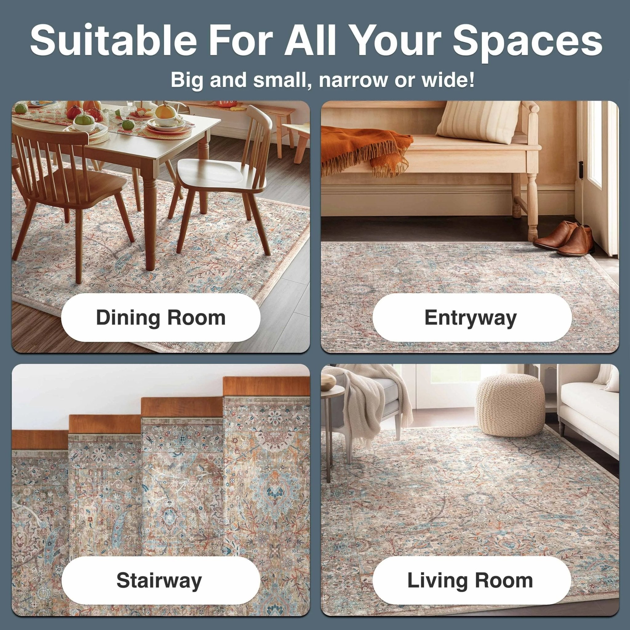 Emilia Vintage Persian Floral Ivory Flat-Weave Rug、mySite、gigharbornorthrealestate