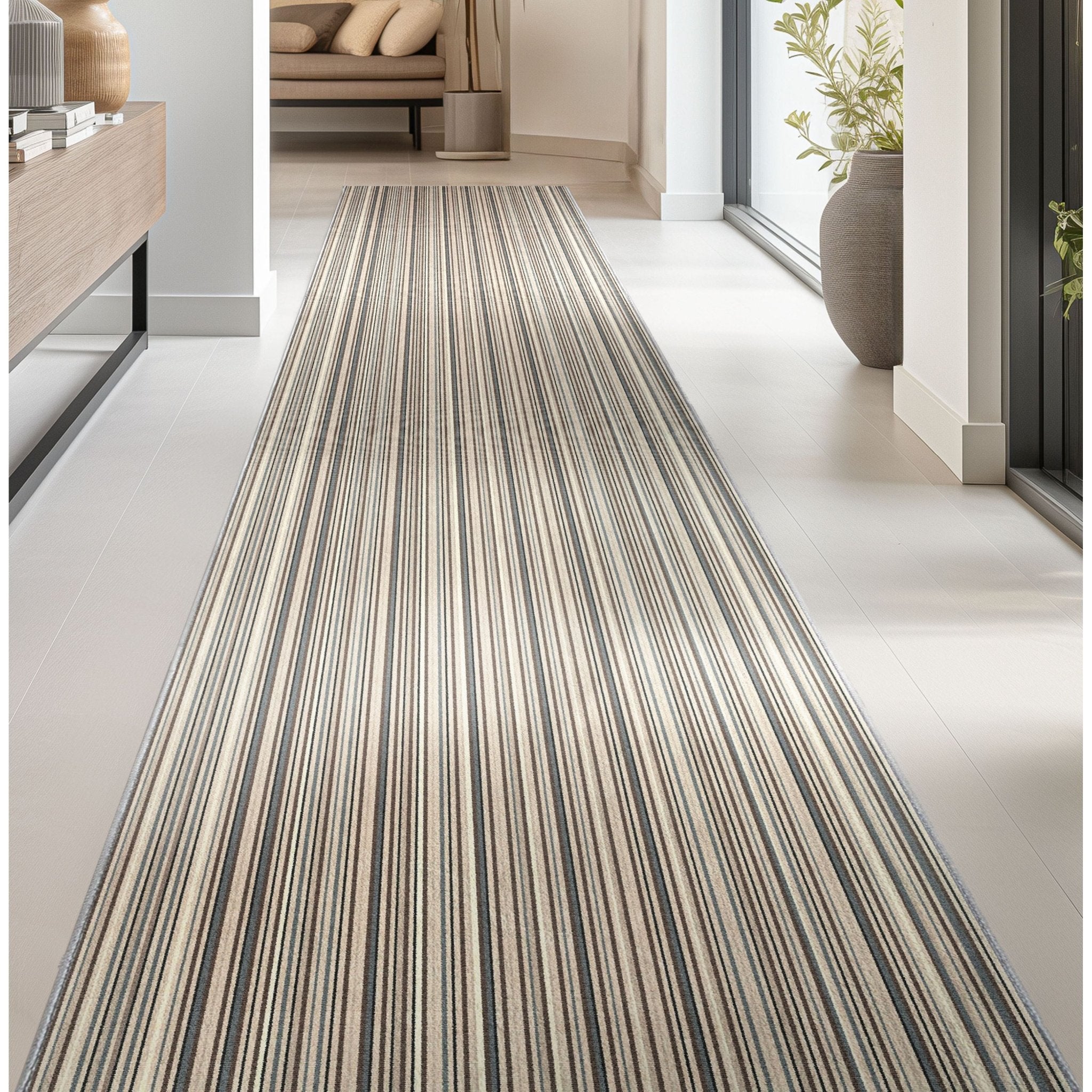 Custom Size Runner Seabreeze Lines Modern Cocoa Ridge Choose Your Width x Choose Your Length Hallway Runner Rug、mySite、gigharbornorthrealestate