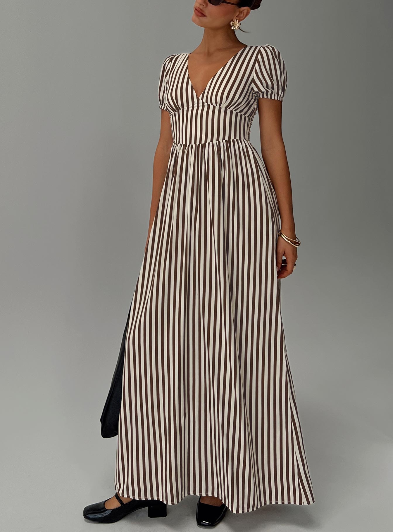 Collyns Maxi Dress Beige Pinstripe、mySite、solidvoid