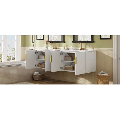 30" Vintage Bathroom Vanity with Ceramic Sink, with 3 Holes Single Ceramic Sink, Bathroom Storage Vanity Cabinet with 2 Soft Closing Doors、、xpatfood