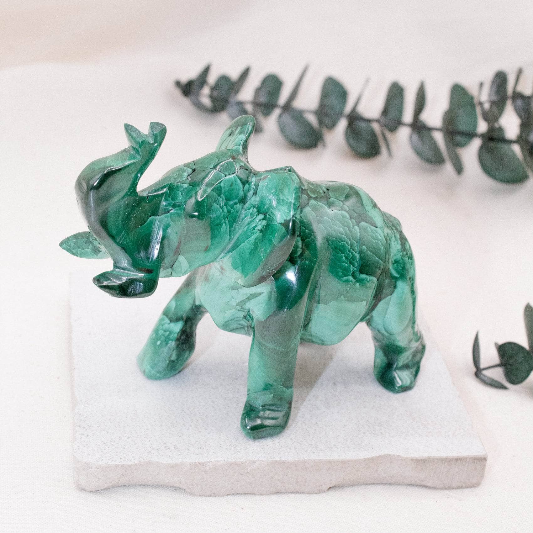 Genuine Malachite Elephants - Hand Carved - 1 of a Kind、mySite、hinf8tx79