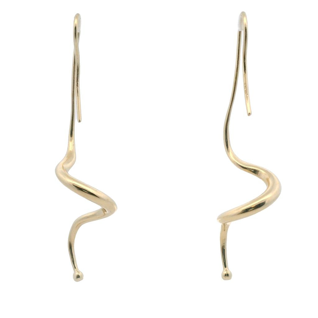 Estate 14K Yellow Gold Twirl Drop Earrings、mySite、botmansion