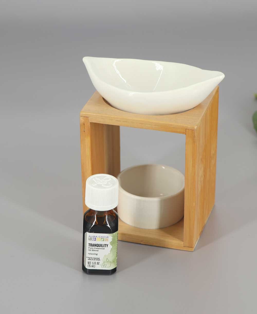 Ceramic and Bamboo Oil Burner Set Essential Oil、mySite、topwebapps