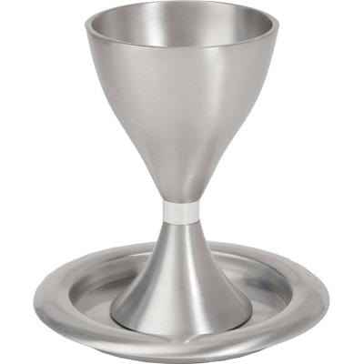 Modern Aluminum Kiddush Cup and Dish by Yair Emanuel - Silver、mySite、topwebapps