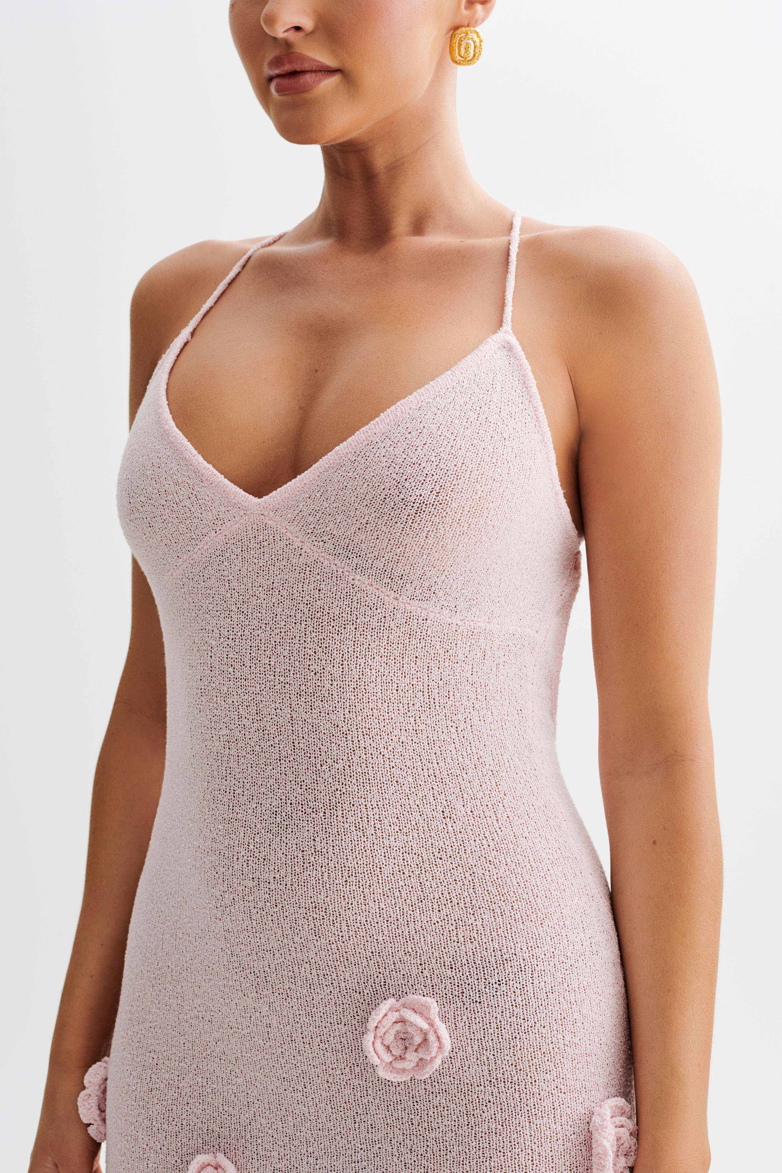 Suki Knit Maxi Dress With Flowers - Baby Pink、mySite、solidvoid