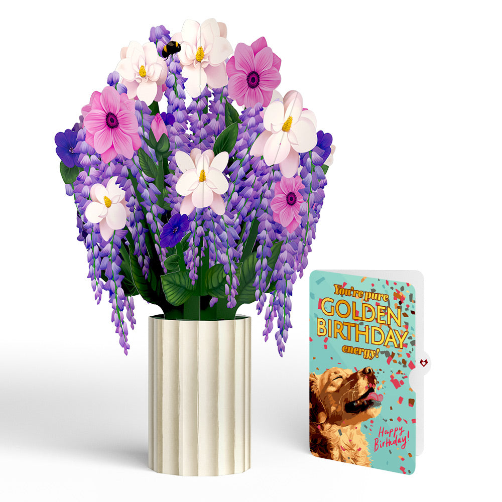 Wisteria Birthday Bouquet and Golden Energy Sentiment Set、mySite、solidvoid