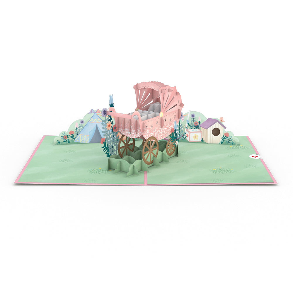 Pink Baby Carriage Pop-Up Card、mySite、solidvoid
