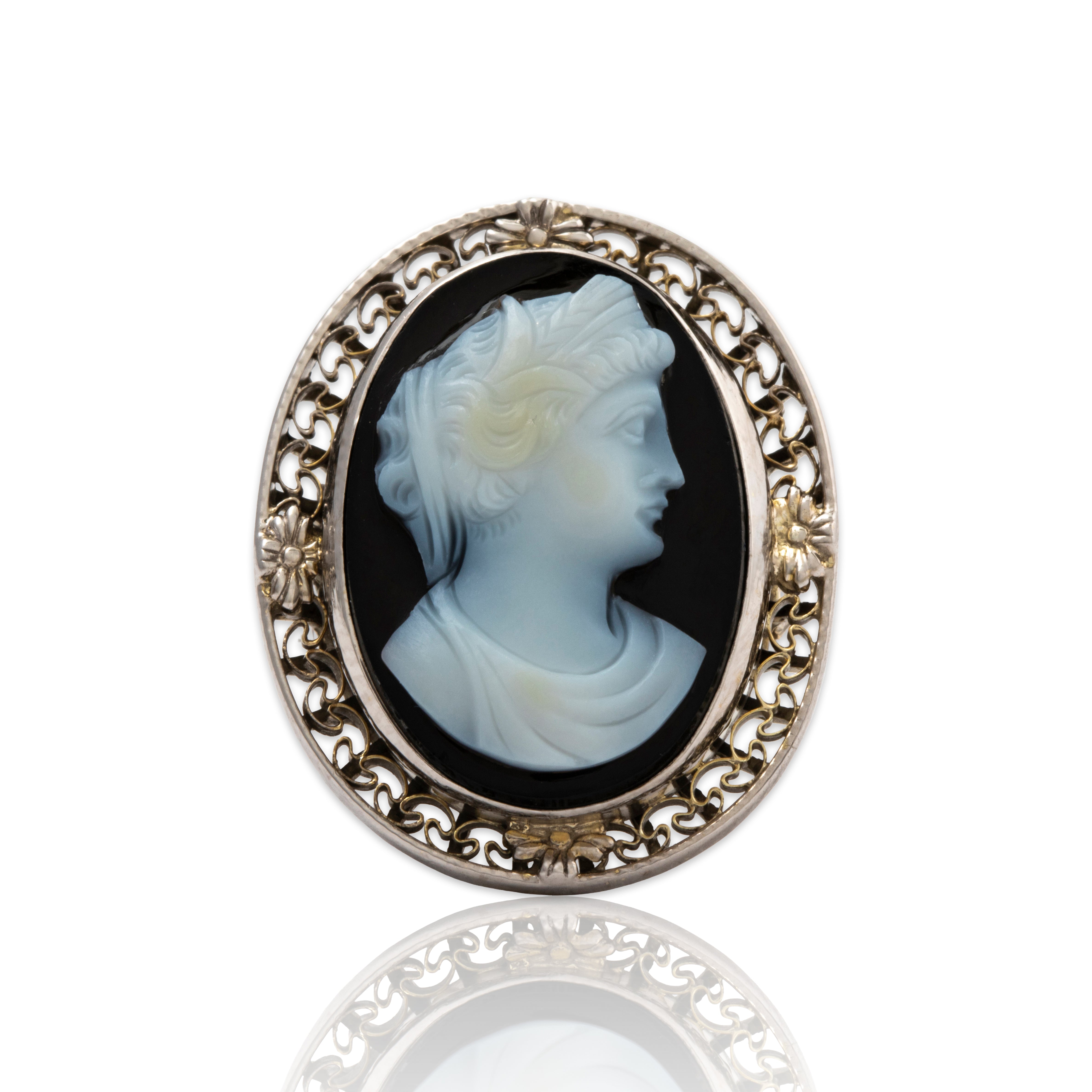 Antique Victorian 14k White & Yellow Gold Hardstone Classical Cameo Ring 4.25、mySite、hinf8tx79